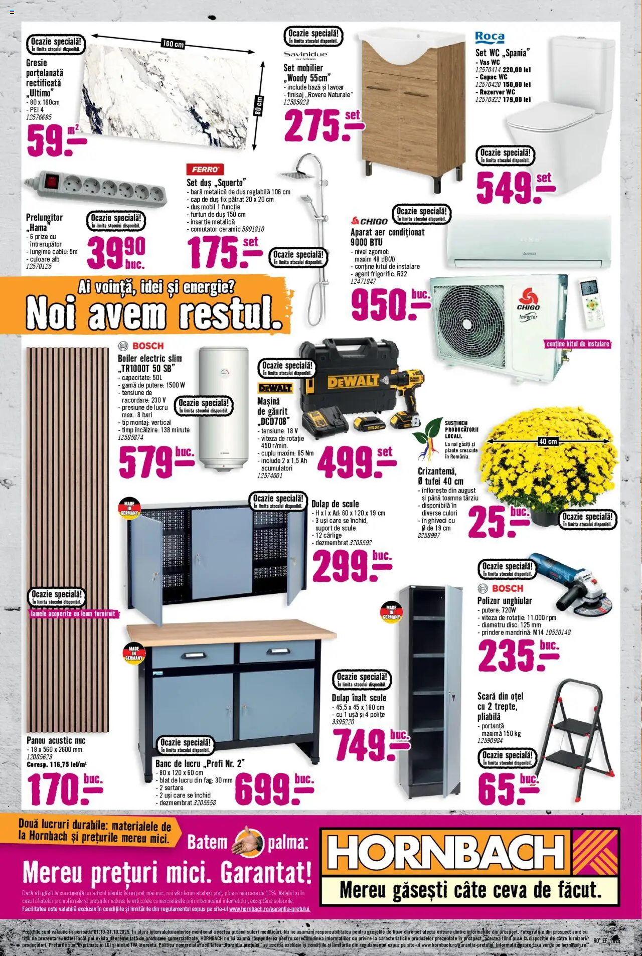 Noul catalog Hornbach – valabil de la 01.10.2025 | Pagină: 12 | Produse: Prize, Prelungitor, Gresie, Duș