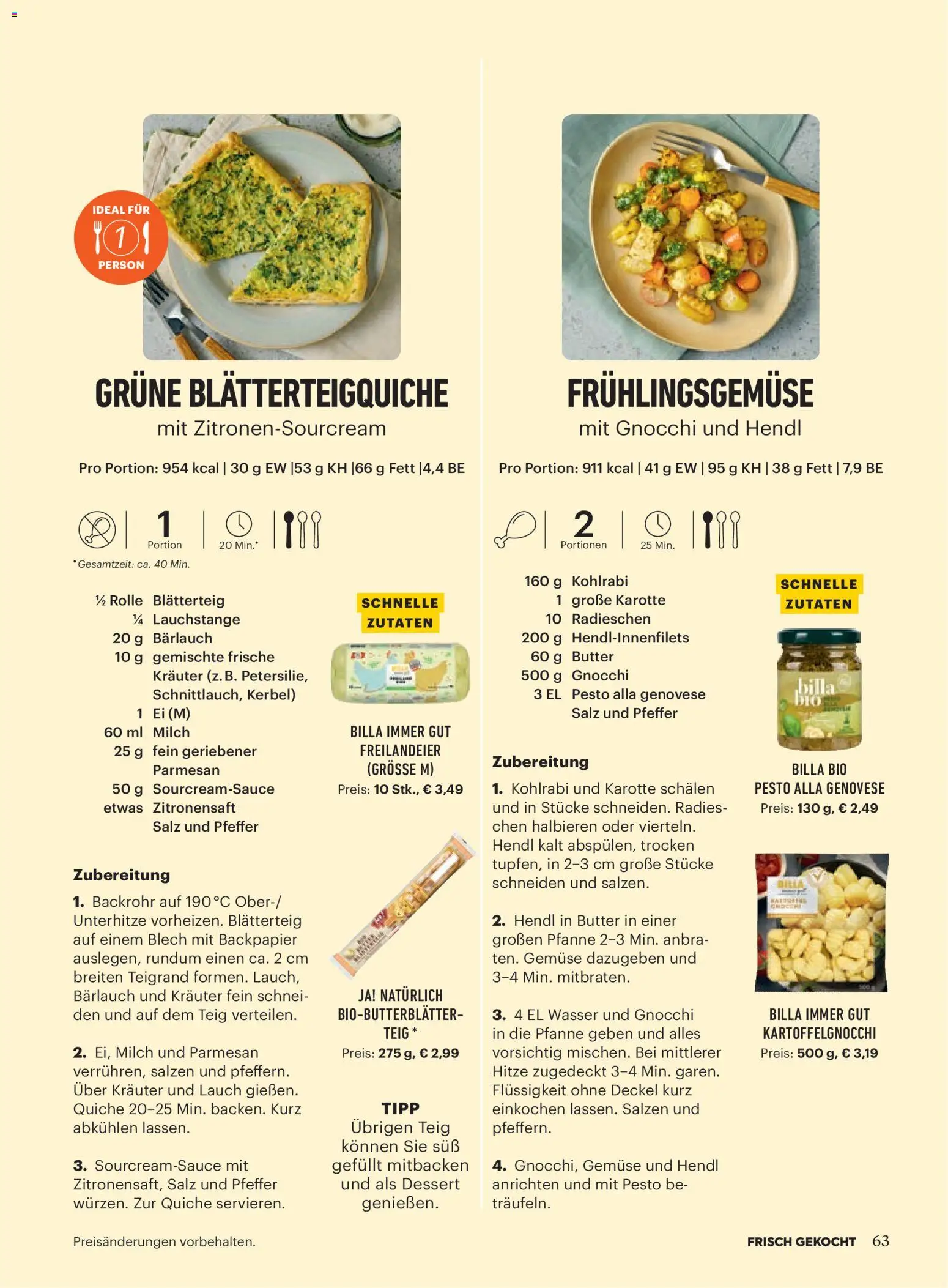 Billa  Frisch Gekocht gültig ab 01.03.2026 | Seite: 61 | Produkte: Gemüse, Salz, Pfeffer, Butter