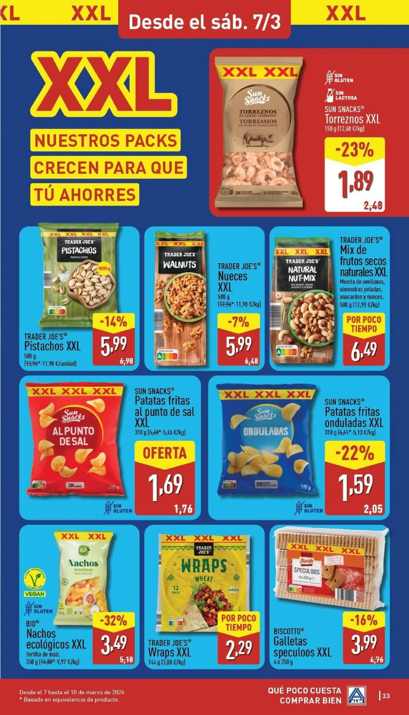 Aldi folleto Canarias │ válido desde el 02.03.2026 | Página: 33 | Productos: Καλτσάκια μισά, Cerdo, Frutos secos, Galletas