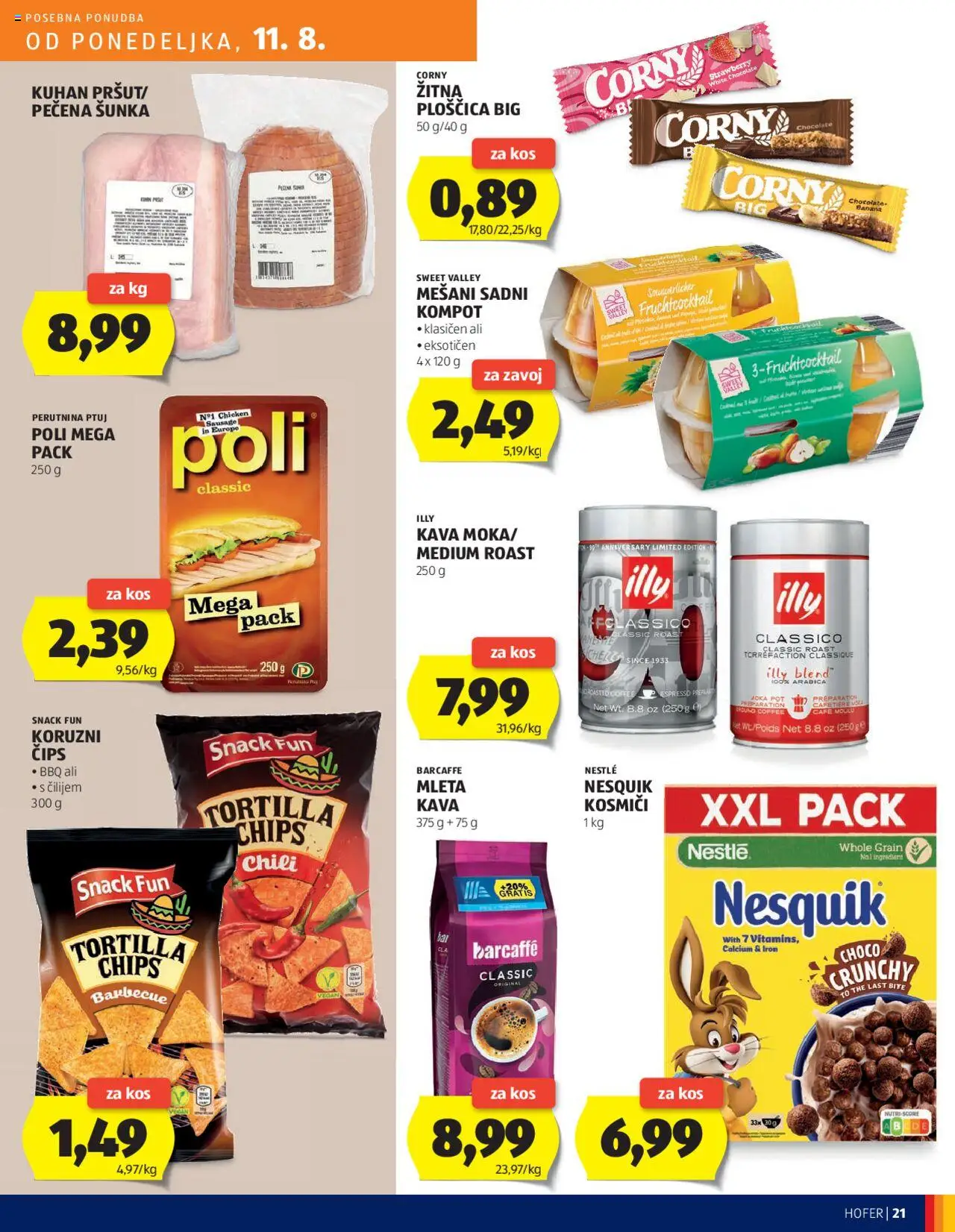 Hofer katalog │ velja od 07.08.2025 | Stran: 21 | Izdelki: Kos, Kava, Kosmici, Cips
