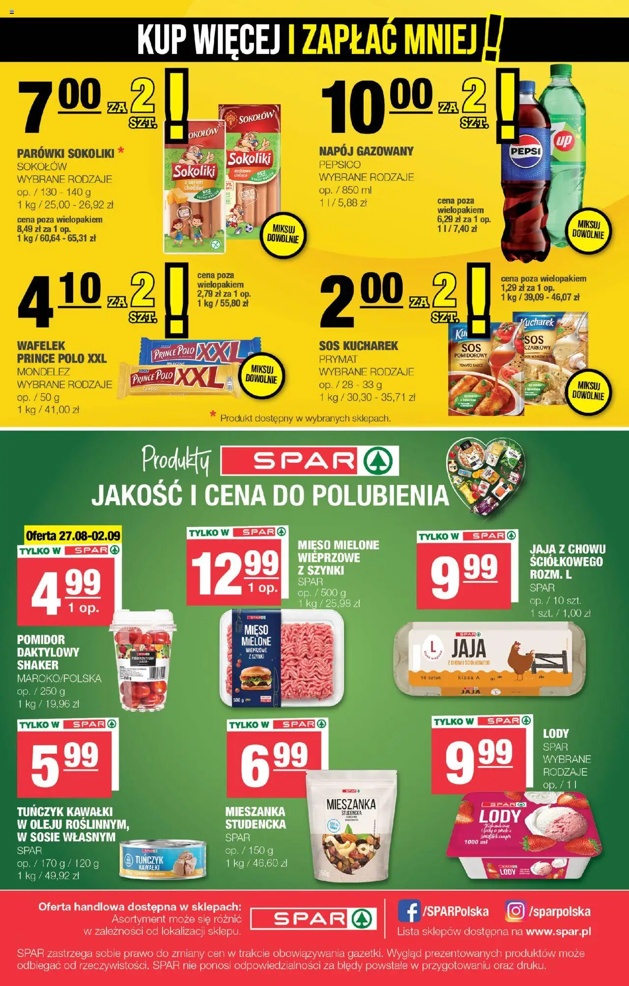 Spar Gazetka od 27.08.2025 | Strona: 8 | Produkty: Sake, Parówki sokoliki, Cheddar, Jaja