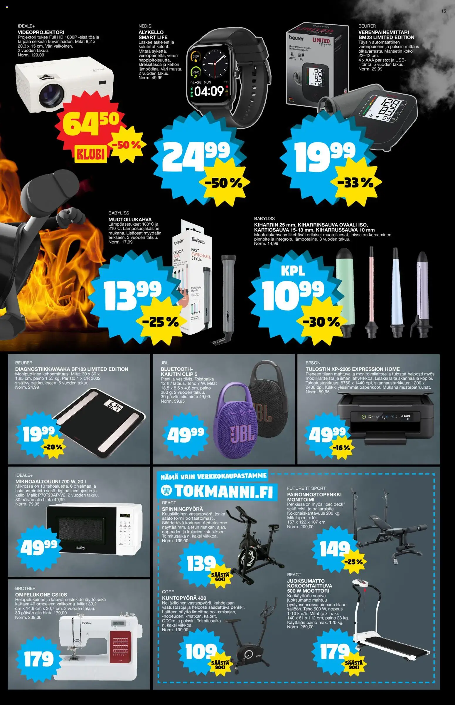 Tokmanni - Black Friday – voimassa 24.11.2025 alkaen | Sivu: 15 | Tuotteet: Kaiutin, USB, Kiharrin, Ompelukone