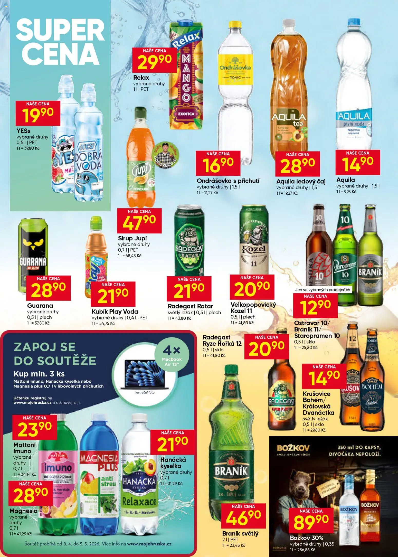 Hruška leták od 15.04.2026 | Strana: 8 | Produkty: Hanácká kyselka, Voda, Čaj, Ledový čaj