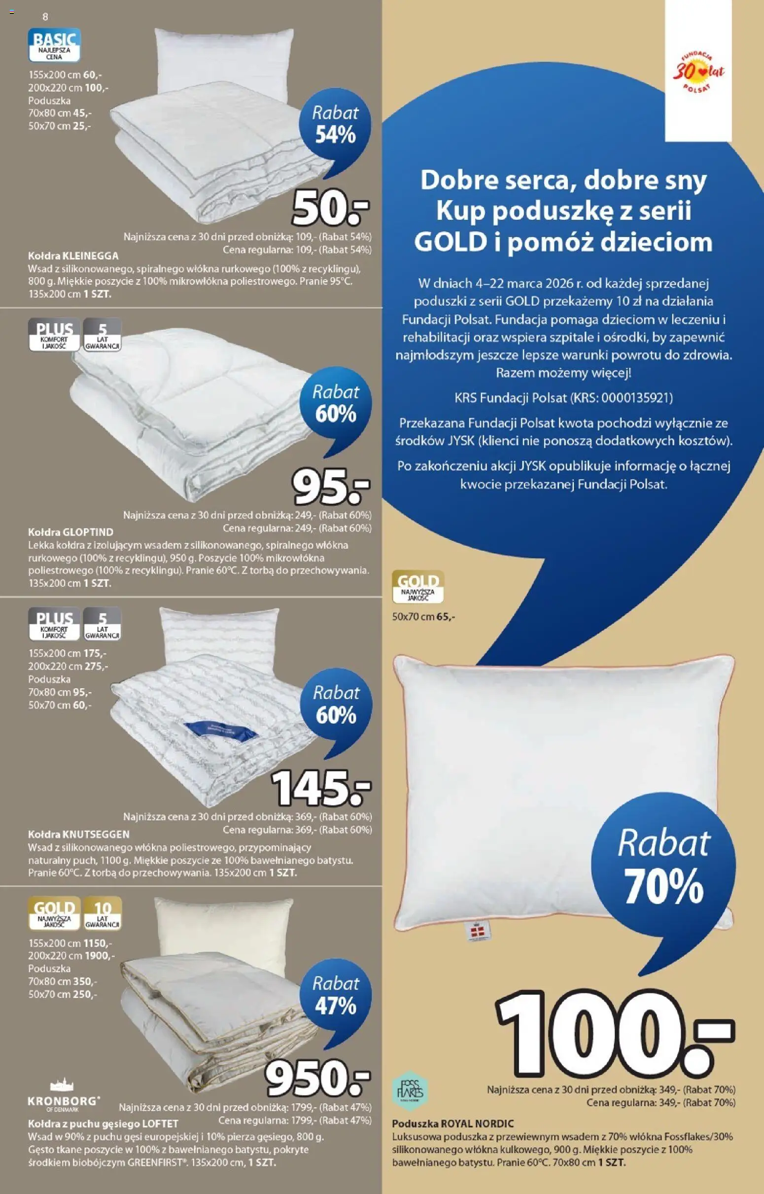 JYSK gazetka od 04.03.2026 | Strona: 8 | Produkty: Torba, Poduszka, Kołdra