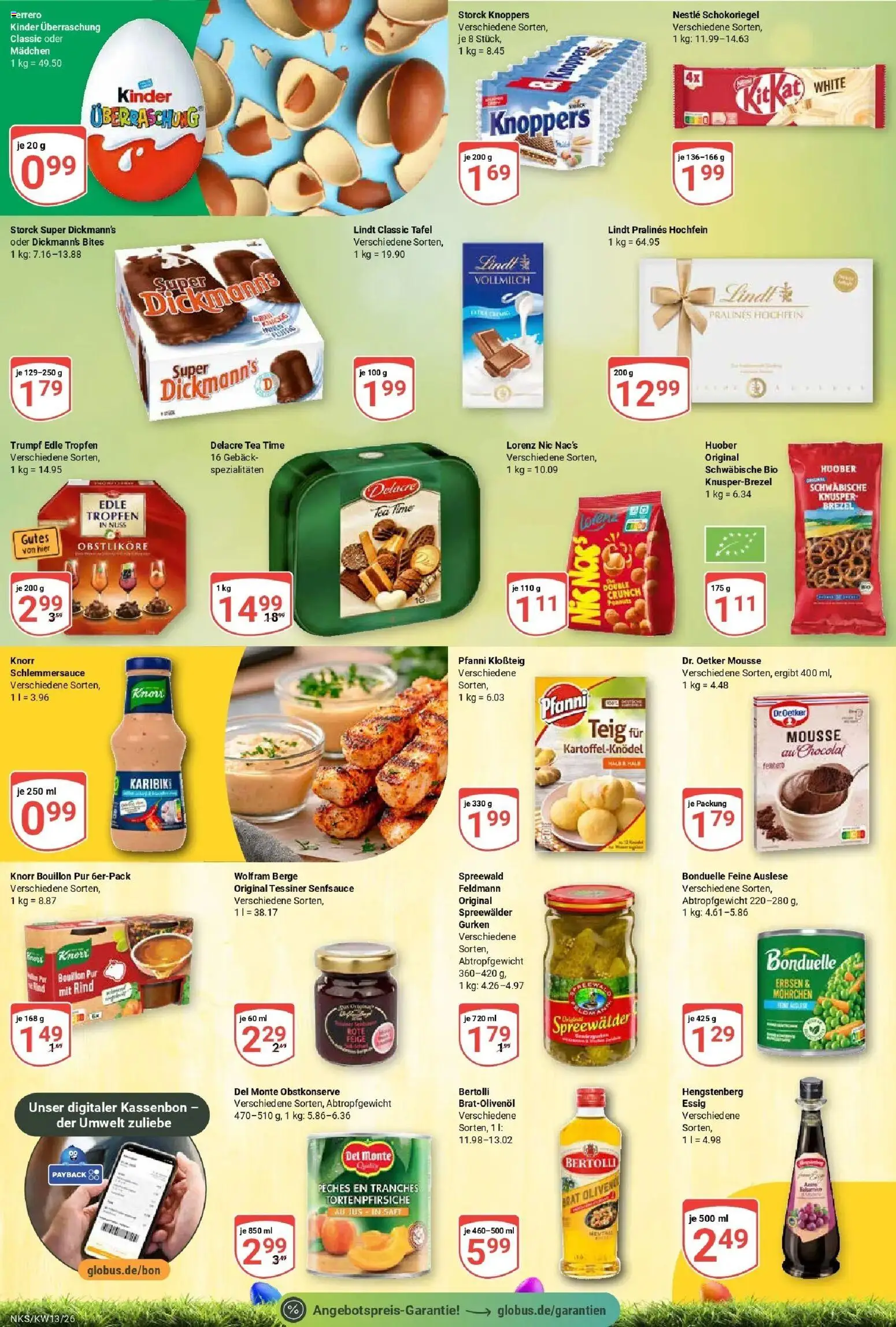 Globus prospekt Neunkirchen	 – gültig ab 23.03.2026 | Seite: 18 | Produkte: Knorr, Lindt, Gurken, Erbsen