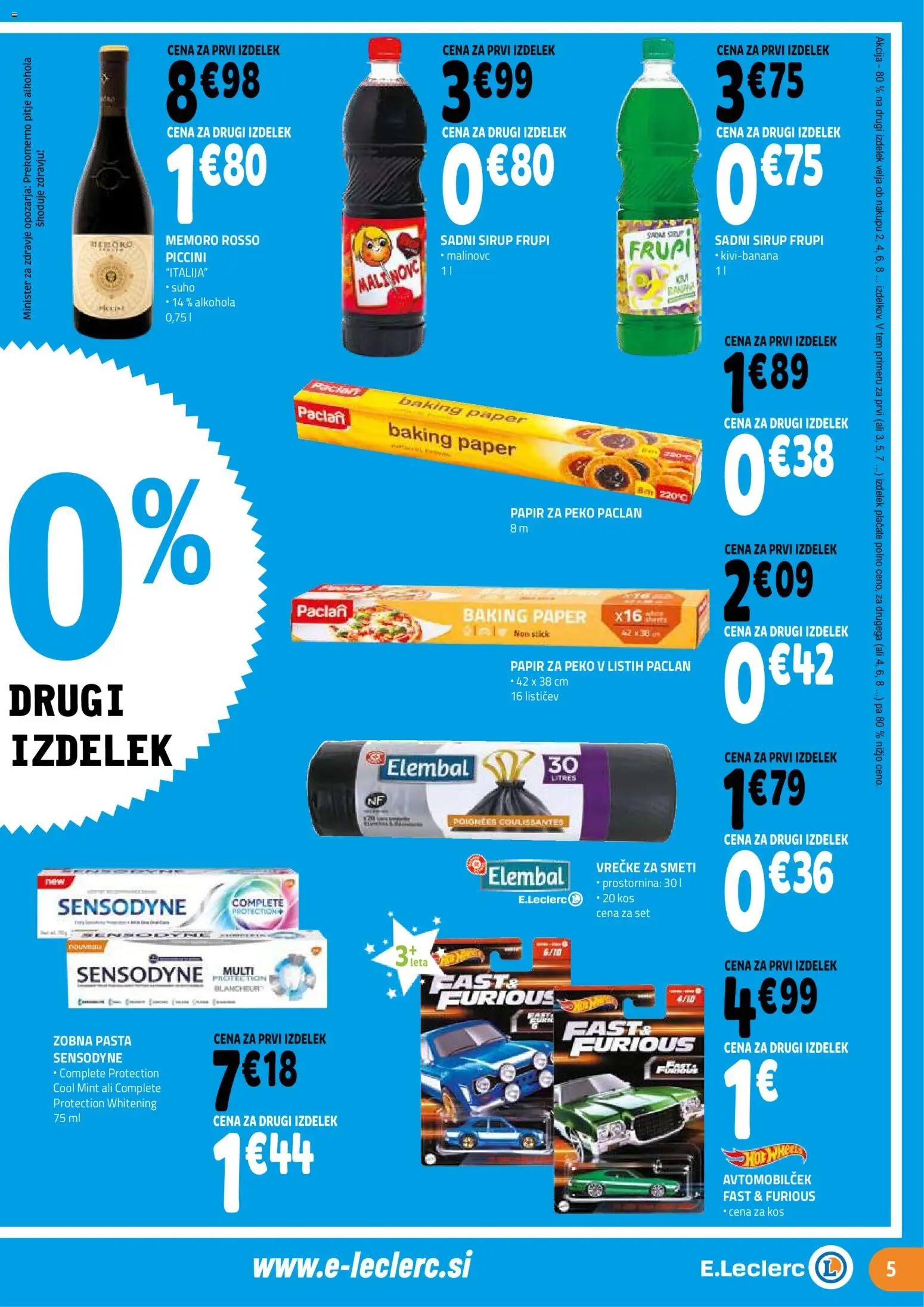 Novi E.leclerc katalog ponudbe – veljaven od 28.01.2026 | Stran: 5 | Izdelki: Sirup, Kos, Zobna pasta