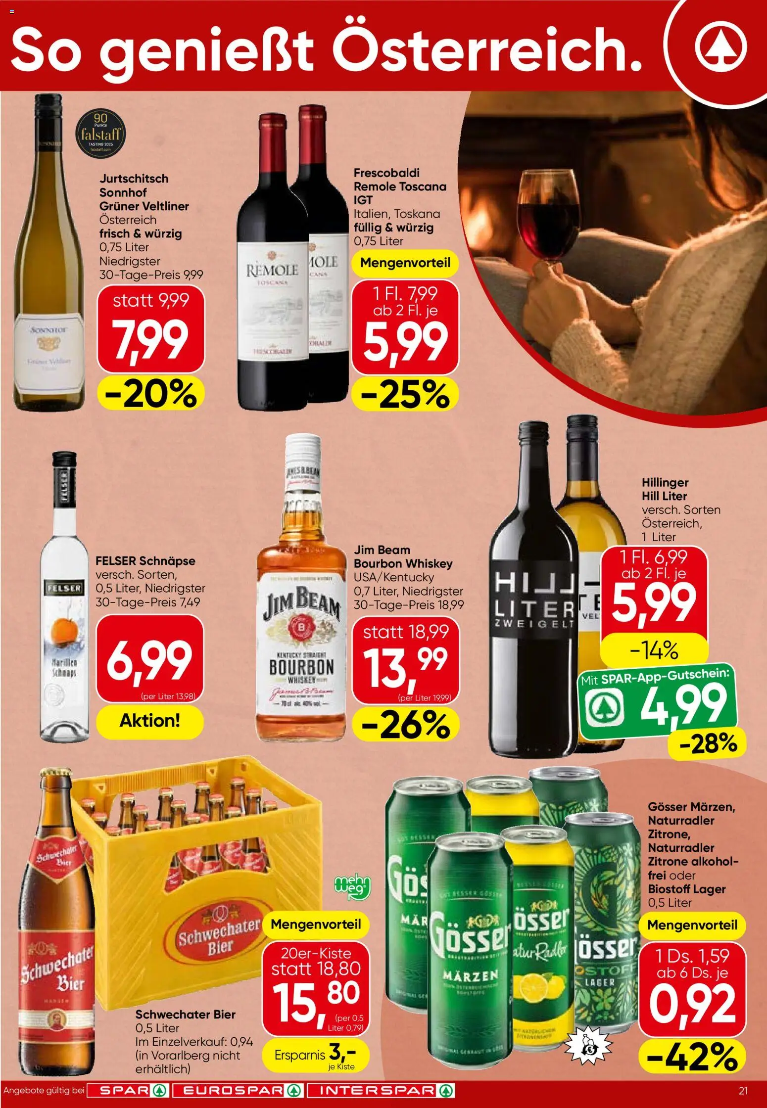 Spar Flugblatt - Salzburg gültig ab 02.01.2026 | Seite: 21 | Produkte: Whiskey, Zitrone, Bier, Bourbon