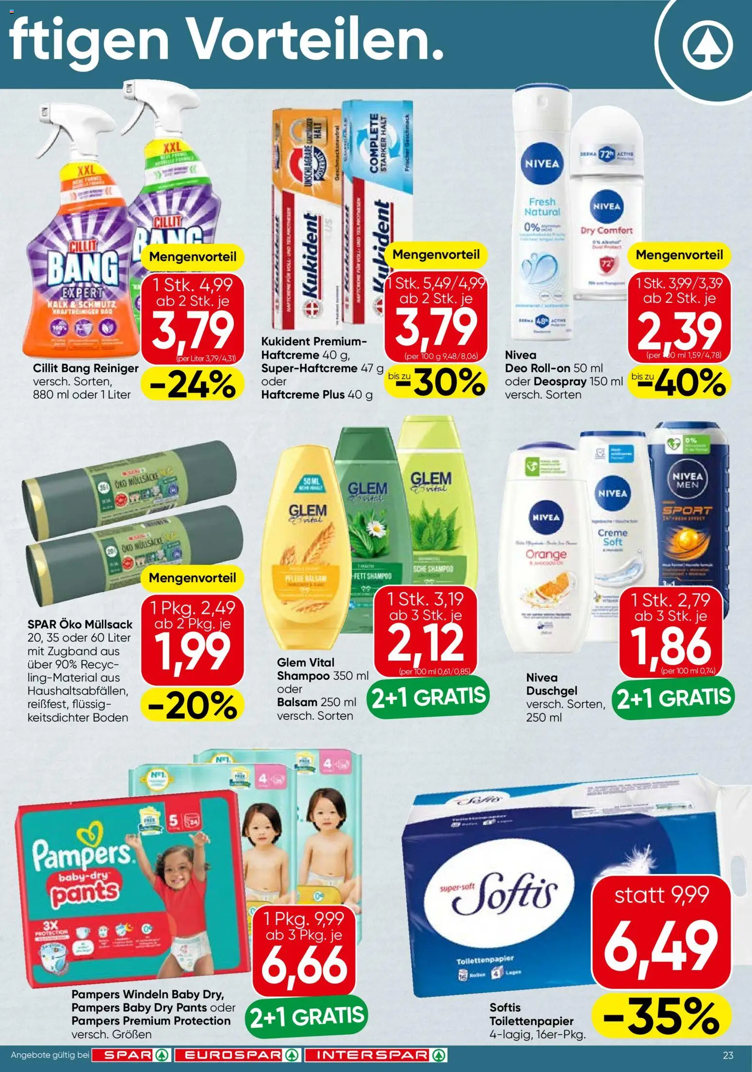 Spar Flugblatt - Vorarlberg gültig ab 23.04.2026 | Seite: 23 | Produkte: Pampers, Shampoo, Creme, Duschgel