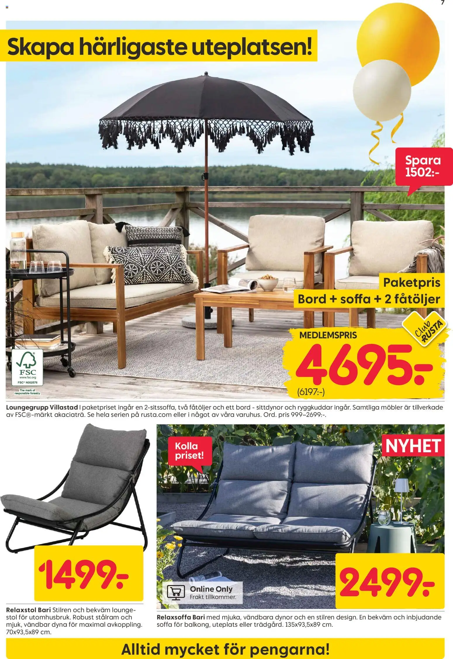 Rusta reklamblad aktuell från 13.04.2026 | Sida: 7 | Produkter: Dynor, Soffa, Bord, Stol