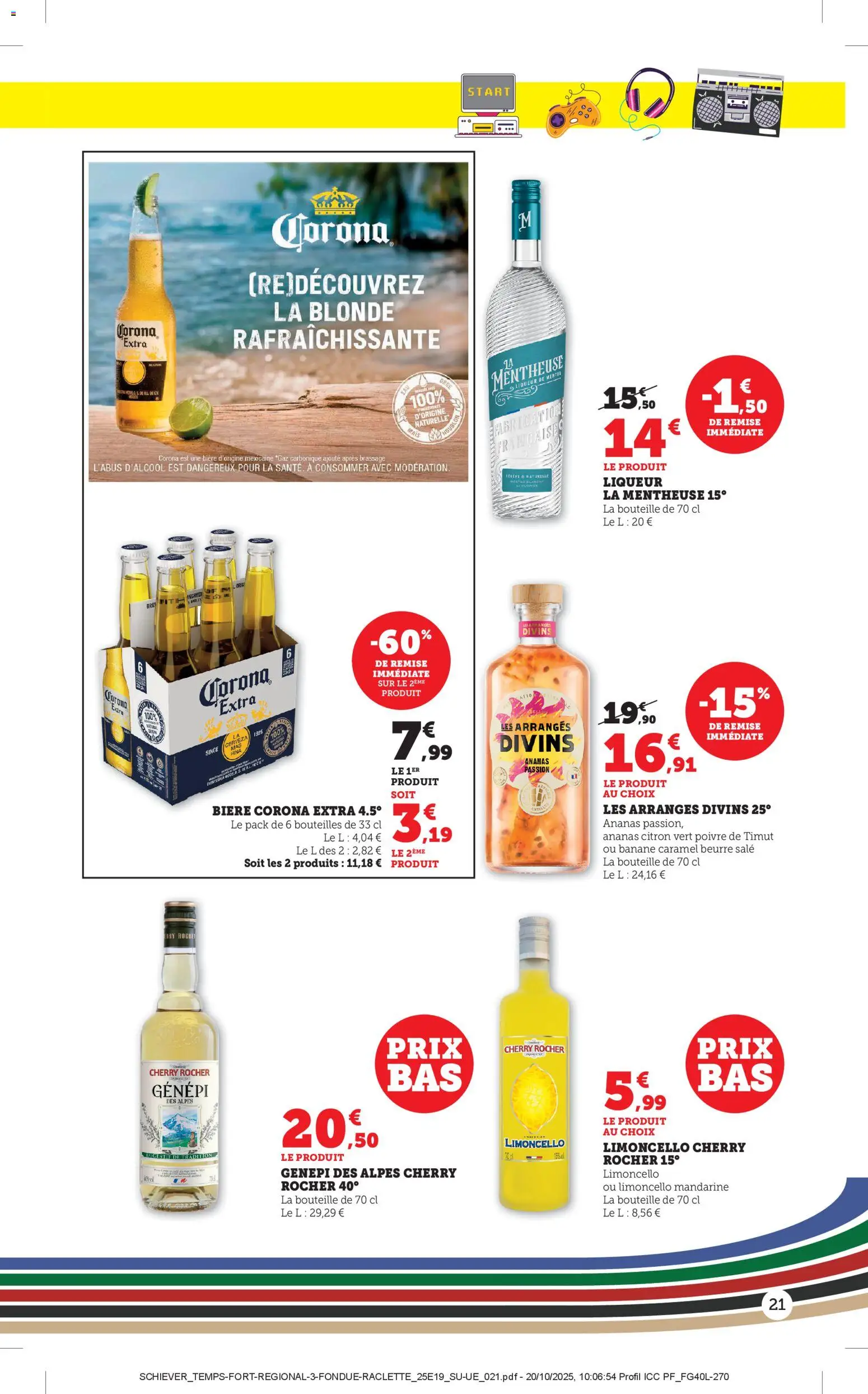 {H1} | Page: 21 | Produits: Citron vert, Liqueur, Banane, Corona extra