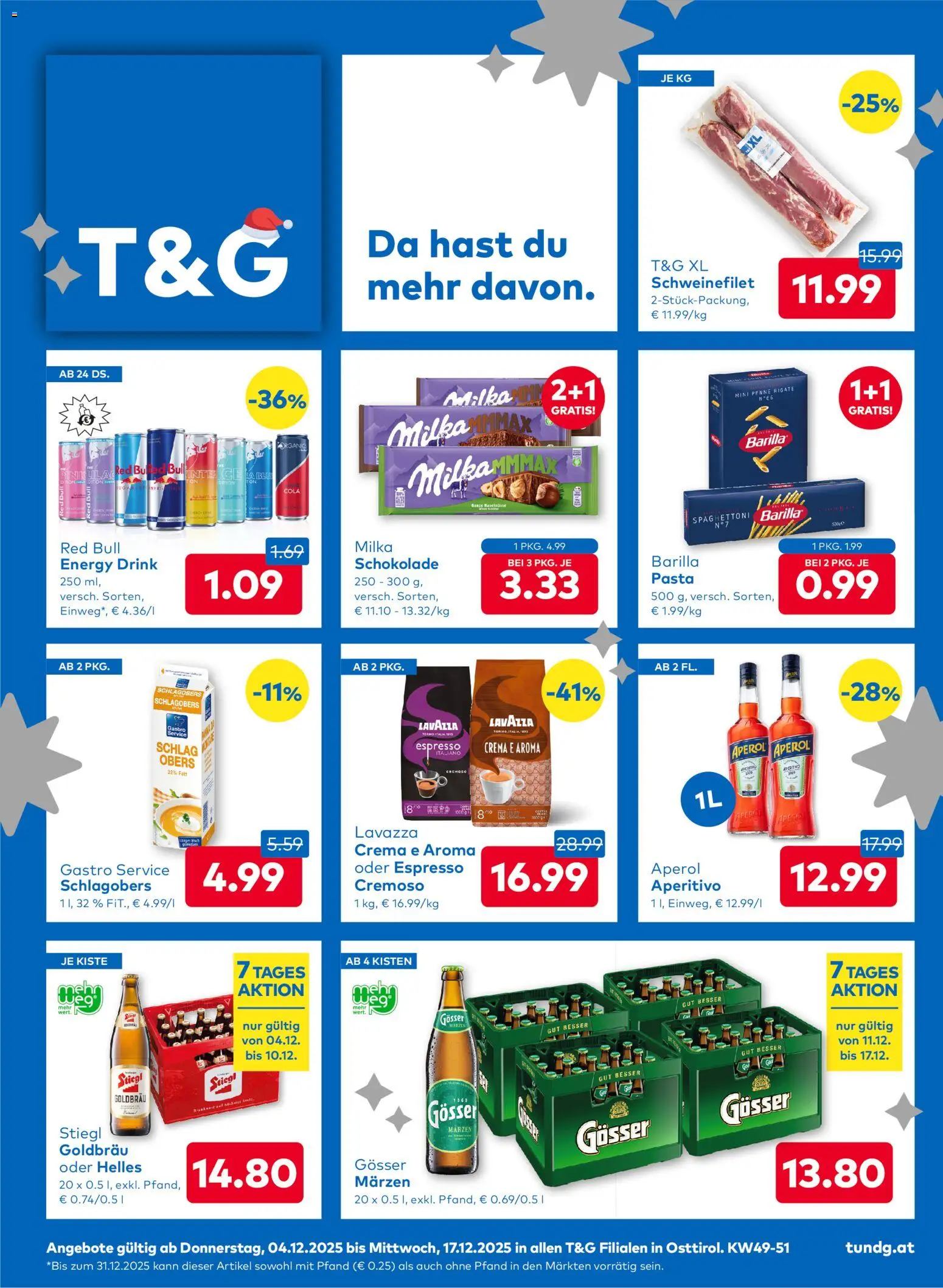 T&G - Osttirol gültig ab 04.12.2025 | Seite: 1 | Produkte: Pasta, Schokolade