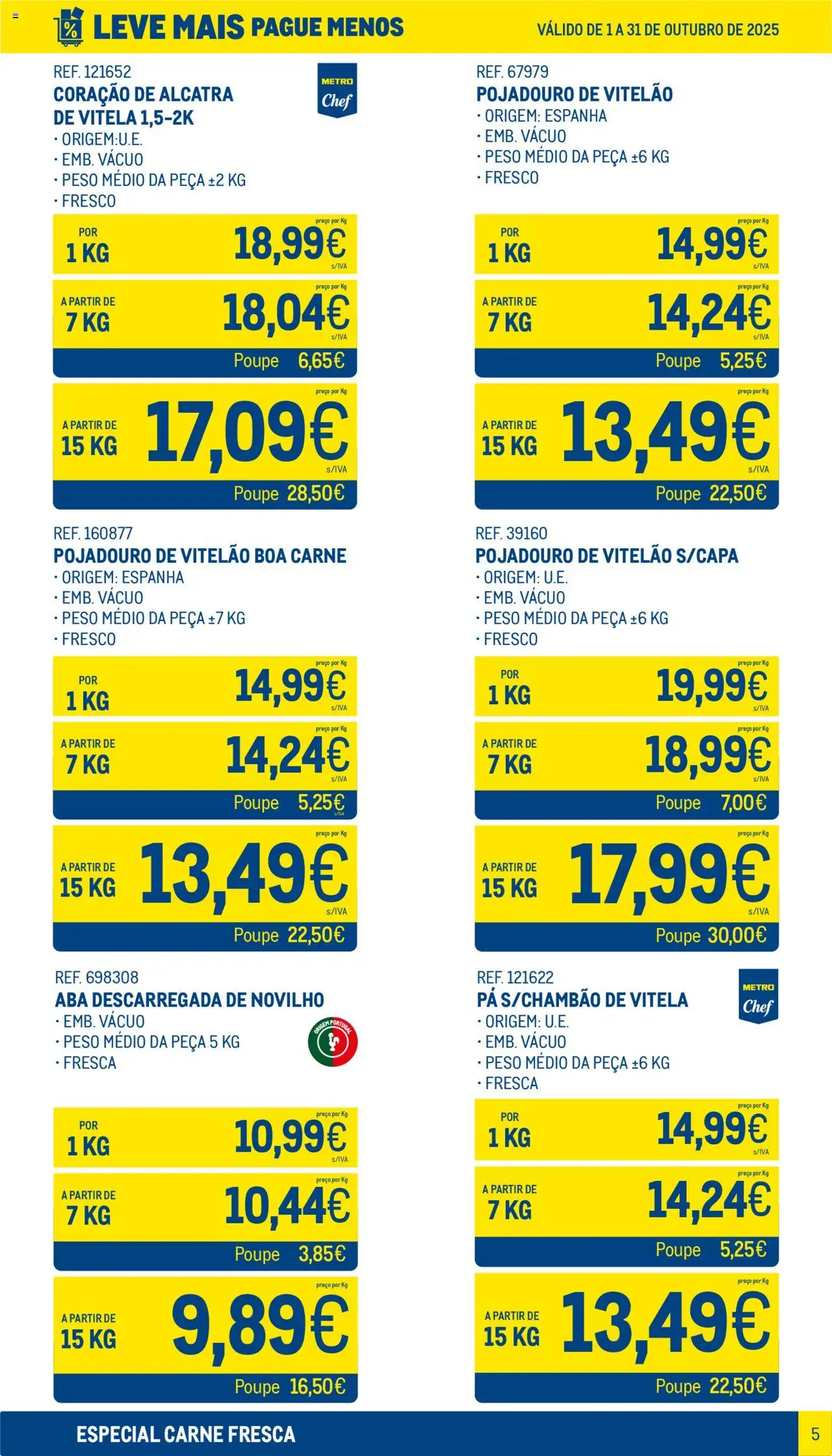 Makro - Leve Mais Pague Menos - Carne Fresca │ válido de 01.10.2025 | Página: 5 | Produtos: Vitela, Carne, Pá