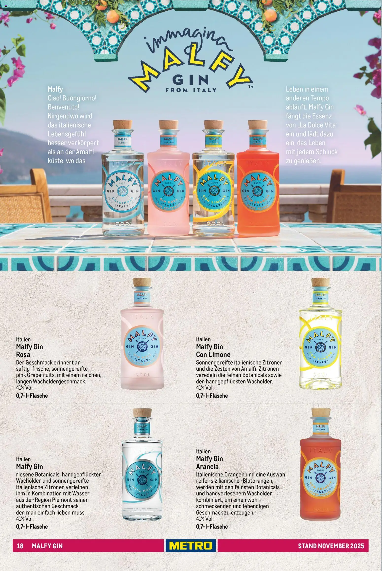 Metro - Spirituosen Sortiment – gültig ab 01.12.2025 | Seite: 18 | Produkte: Orangen, Wasser, Tempo, Gin