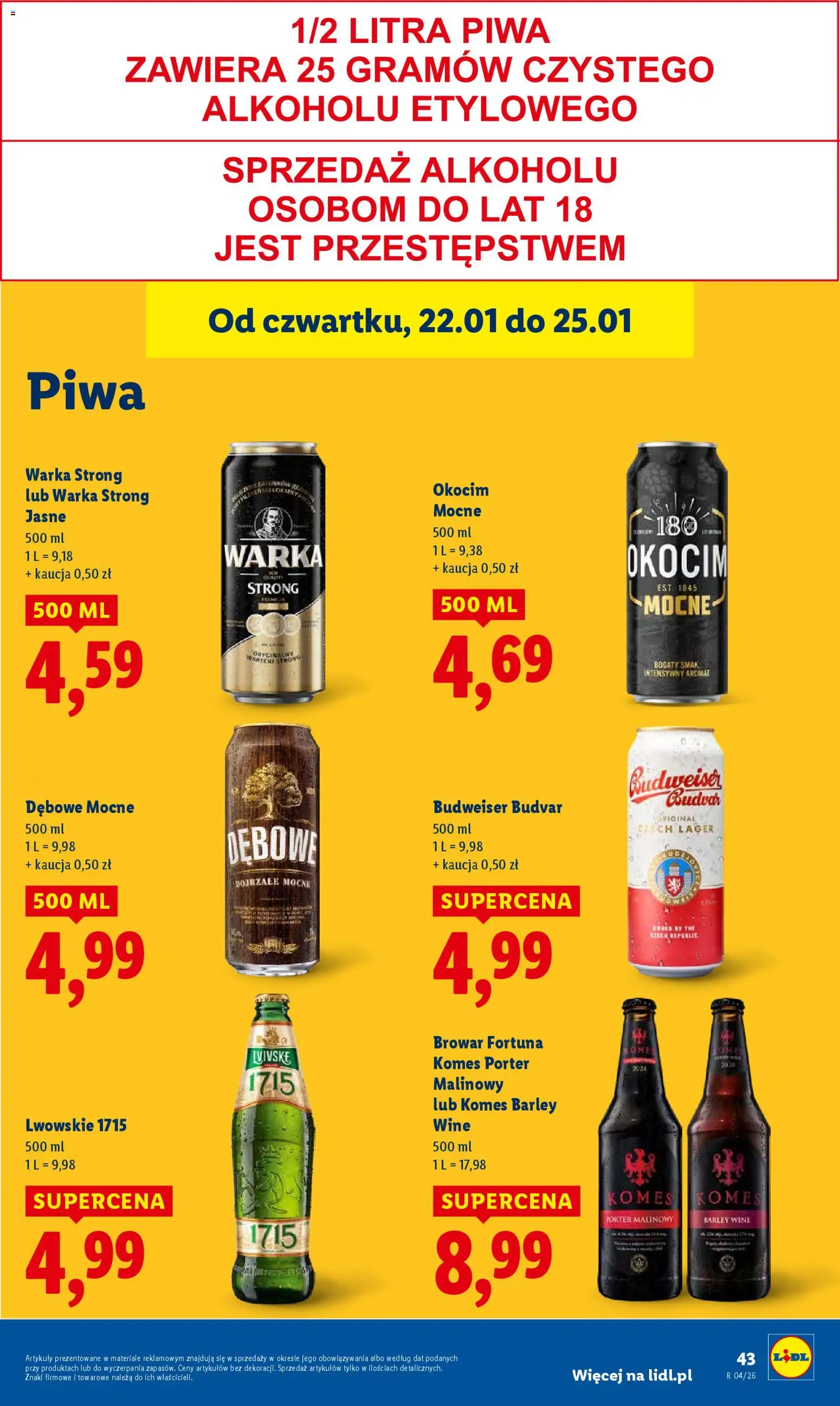 Lidl Gazetka od 22.01.2026 | Strona: 43 | Produkty: Warka