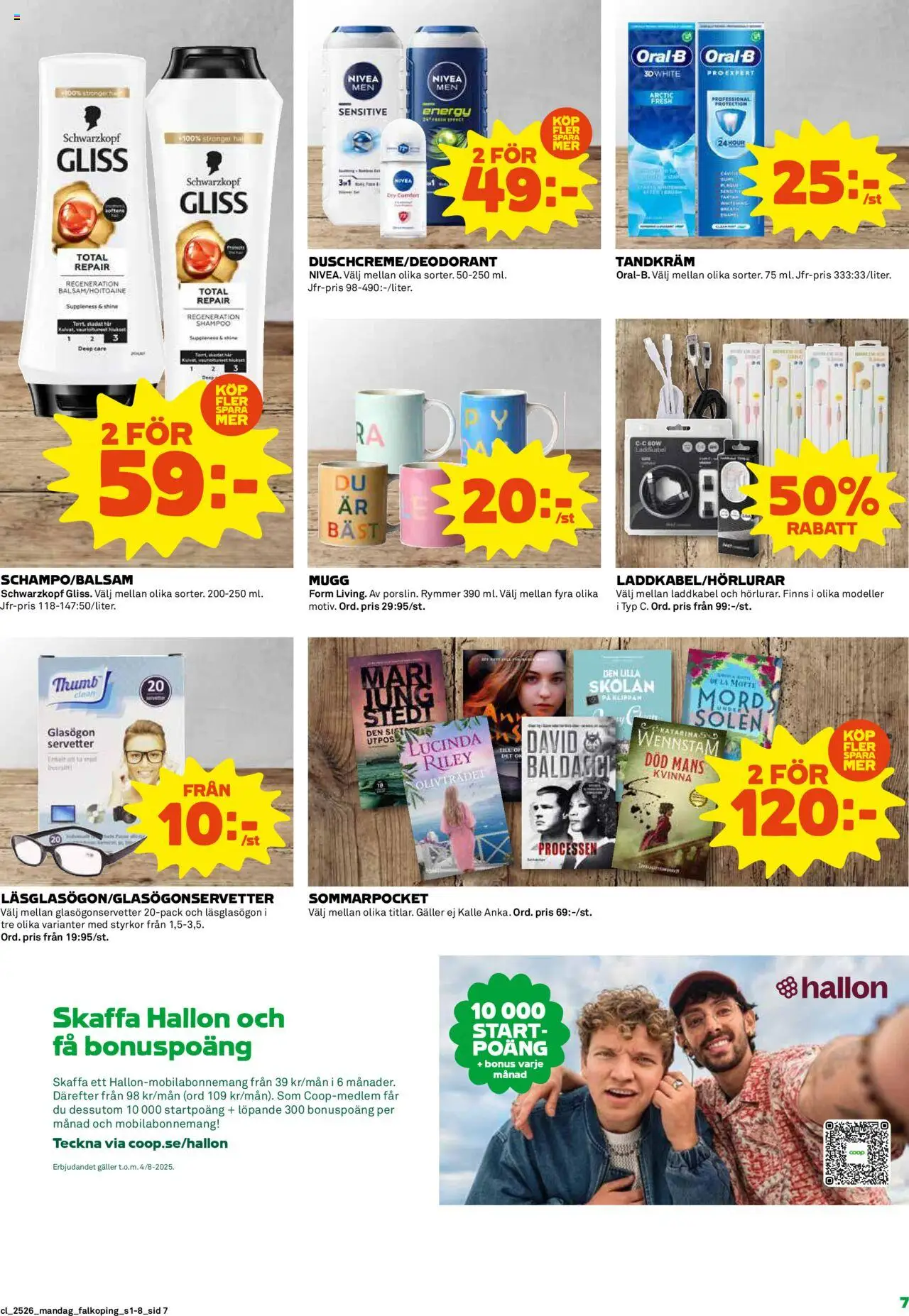 Coop reklamblad aktuell från 23.06.2025 | Sida: 7 | Produkter: Tandkräm, Galler, Hallon, Servetter