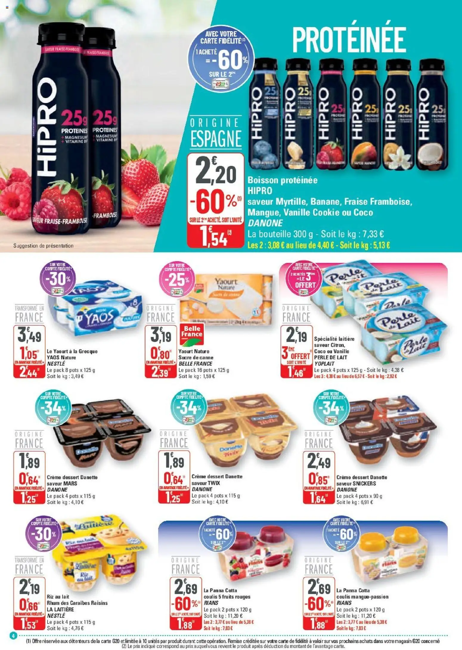 {H1} | Page: 4 | Produits: Sucre, Sucre de canne, Lait, Yaourt