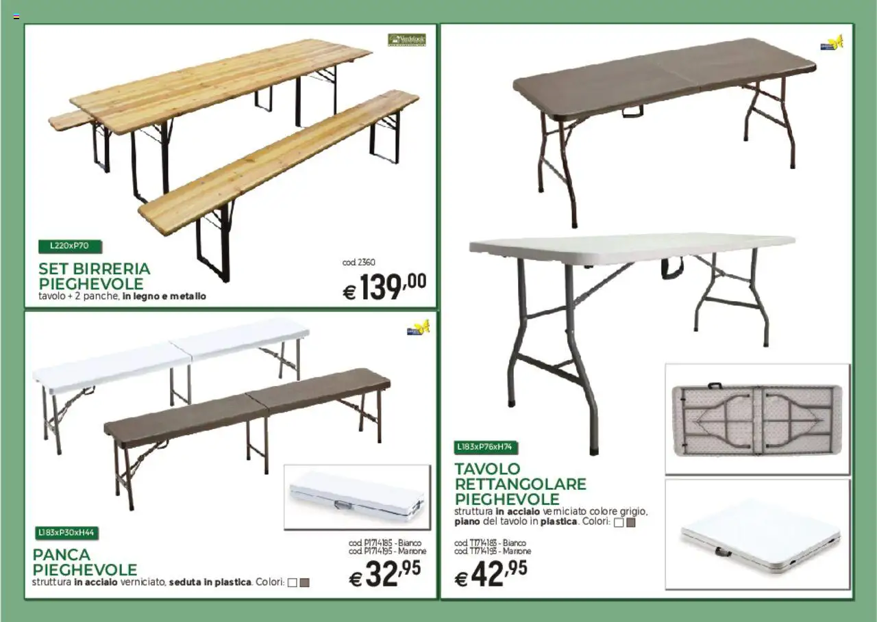 Volantino Brico OK del 03.03.2025 | Pagina: 8 | Prodotti: Panca, Set birreria, Tavolo