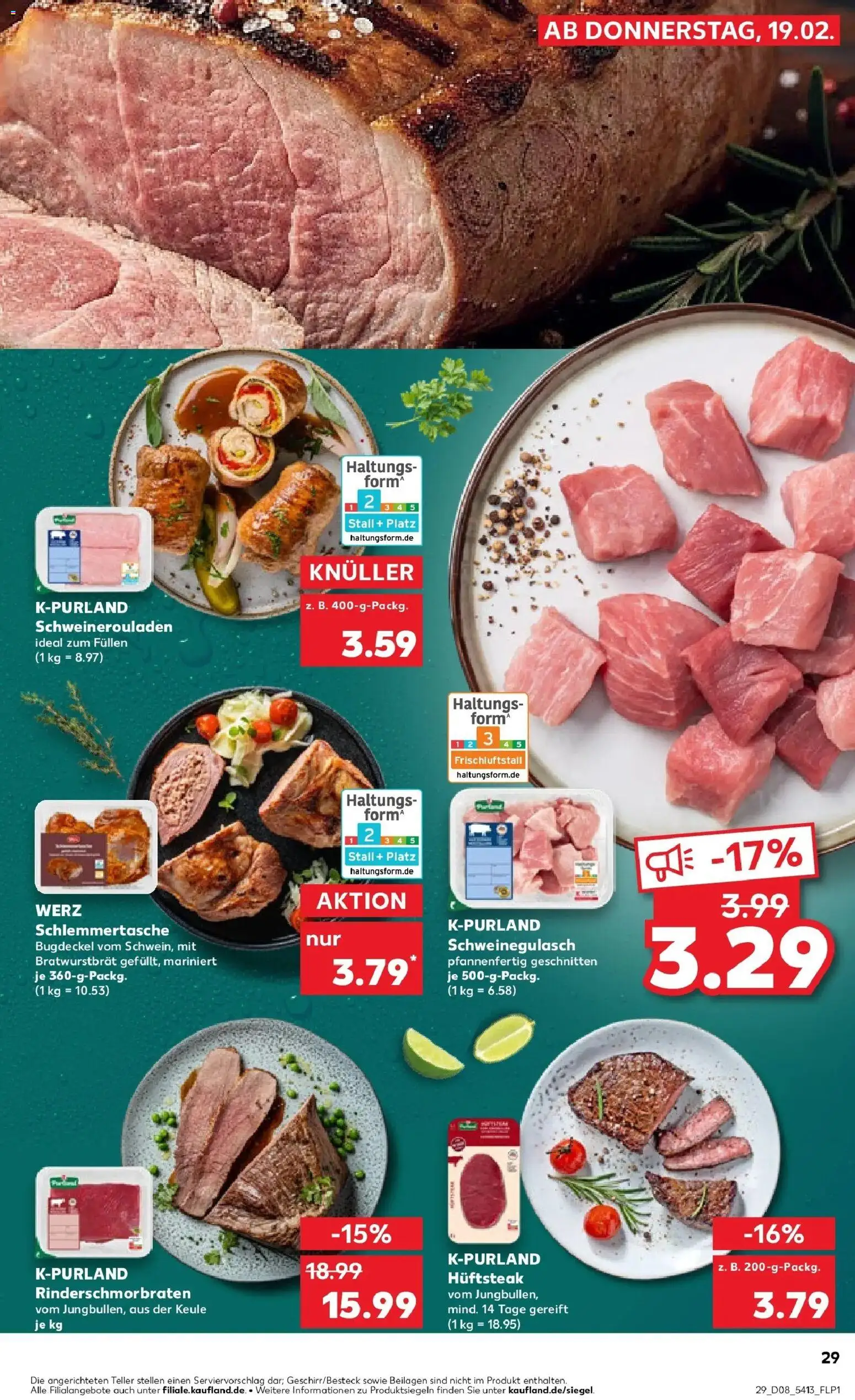 Kaufland prospekt Remscheid	 – gültig ab 22.02.2026 | Seite: 29 | Produkte: Schweinegulasch, Steak