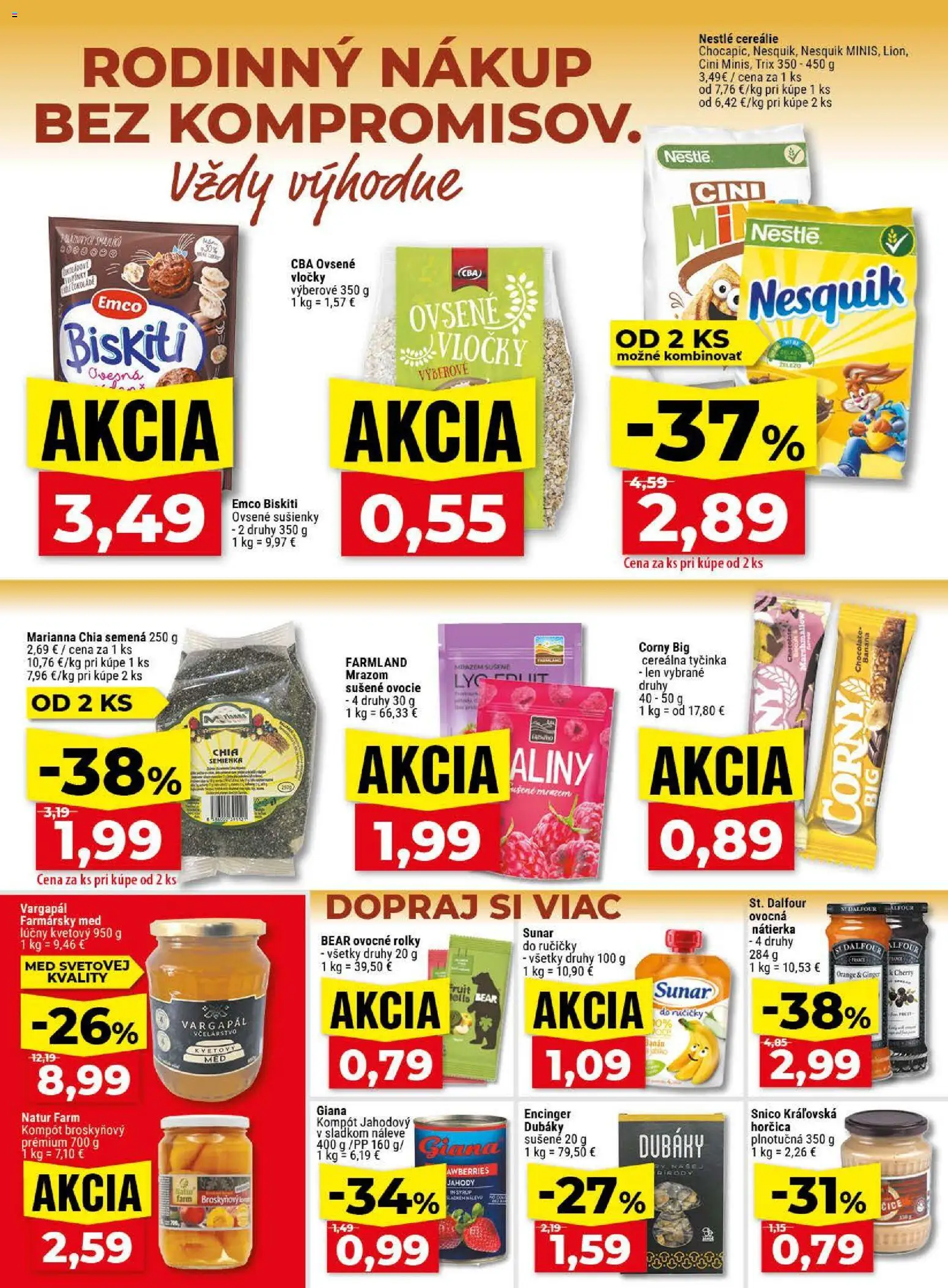 Nové Klas akcie – leták je platný od 13.04.2026 | Strana: 13 | Produkty: Sunar, Cereálie, Nesquik, Ovocie
