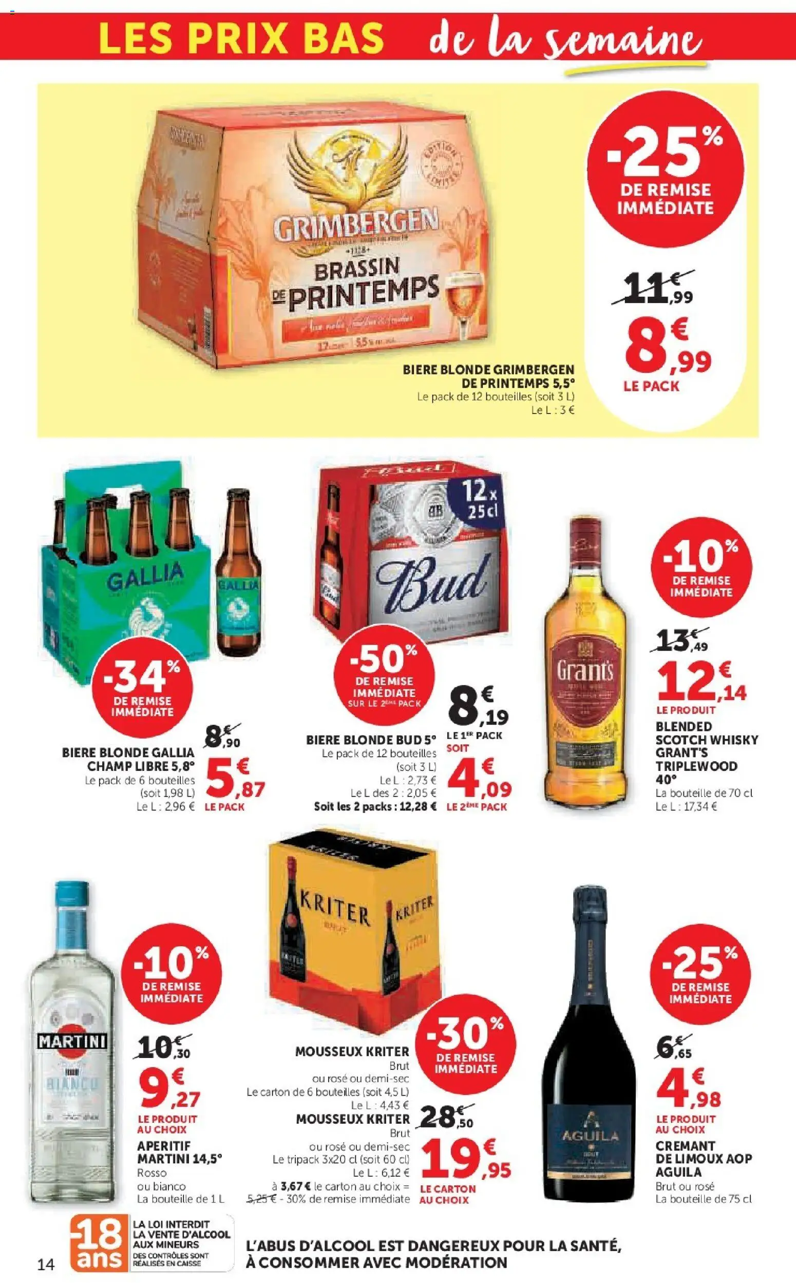{H1} | Page: 14 | Produits: Mousseux, Bière blonde Bud, Crémant, Bière