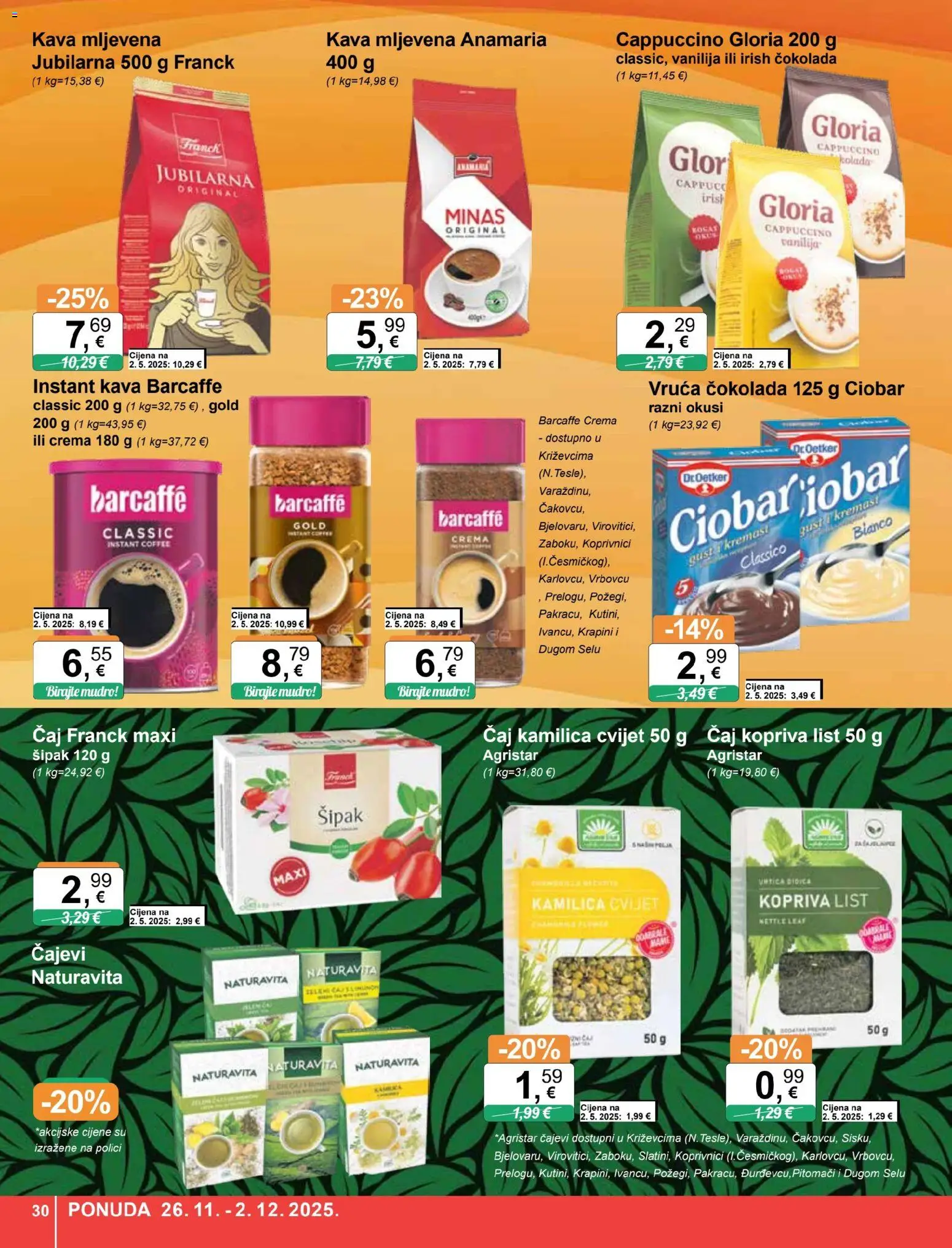 KTC katalog | vrijedi od 26.11.2025 | Stranica: 30 | Proizvodi: Mljevena kava, Čokolada, Čaj, Barcaffe