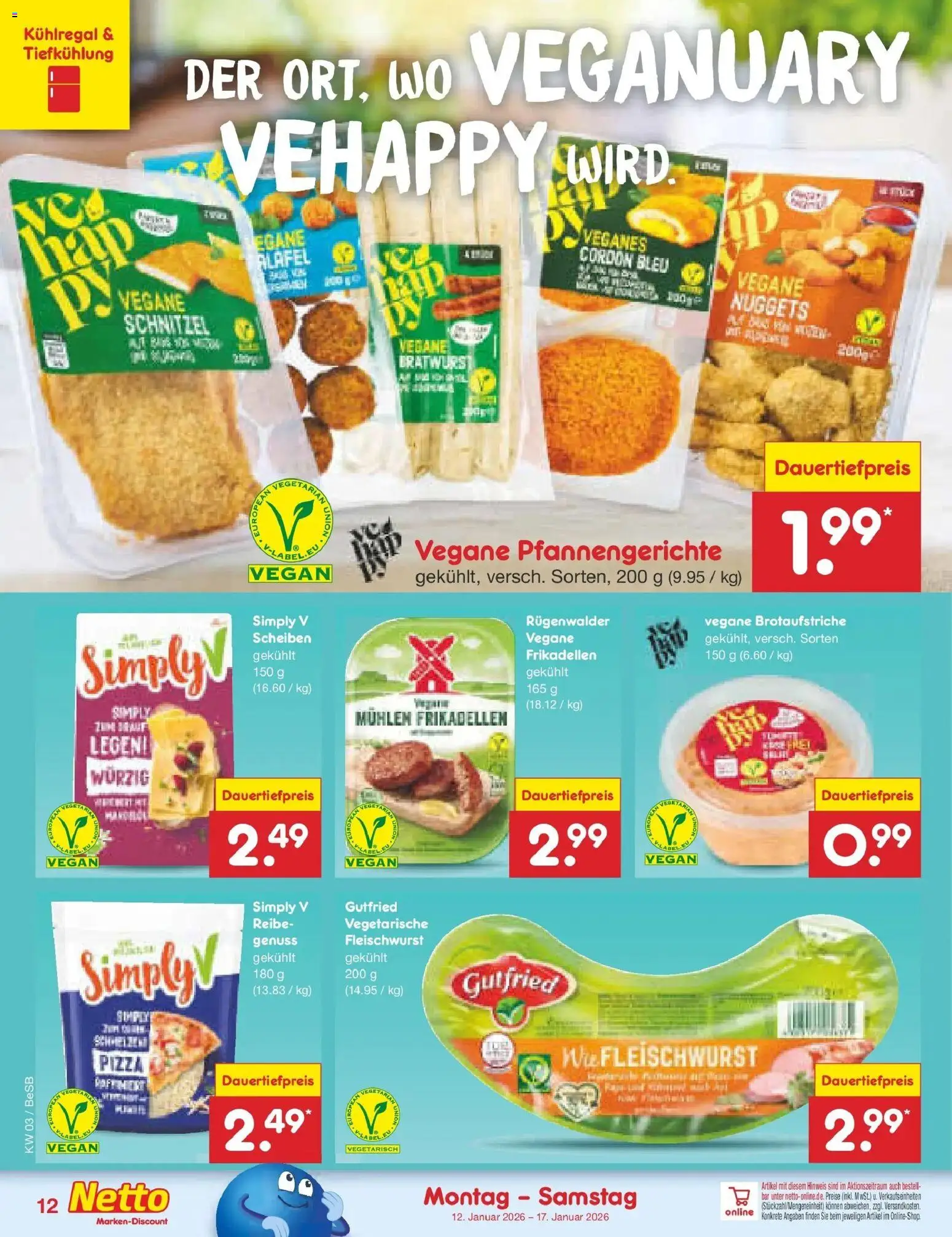 Netto Marken-Discount prospekt Kremmen	 – gültig ab 12.01.2026 | Seite: 12 | Produkte: Bratwurst, Schnitzel, Pizza