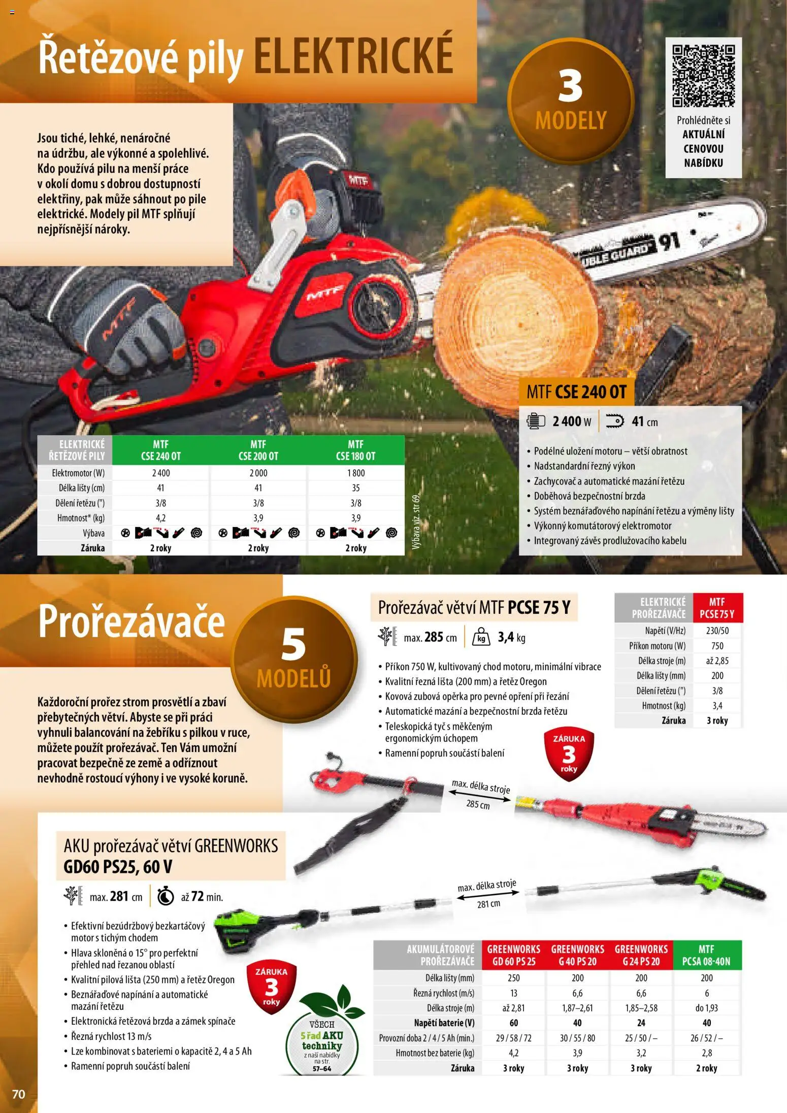 Mountfield katalog od 02.04.2026 | Strana: 70 | Produkty: Závěs, Prořezávač větví, Modely, Baterie