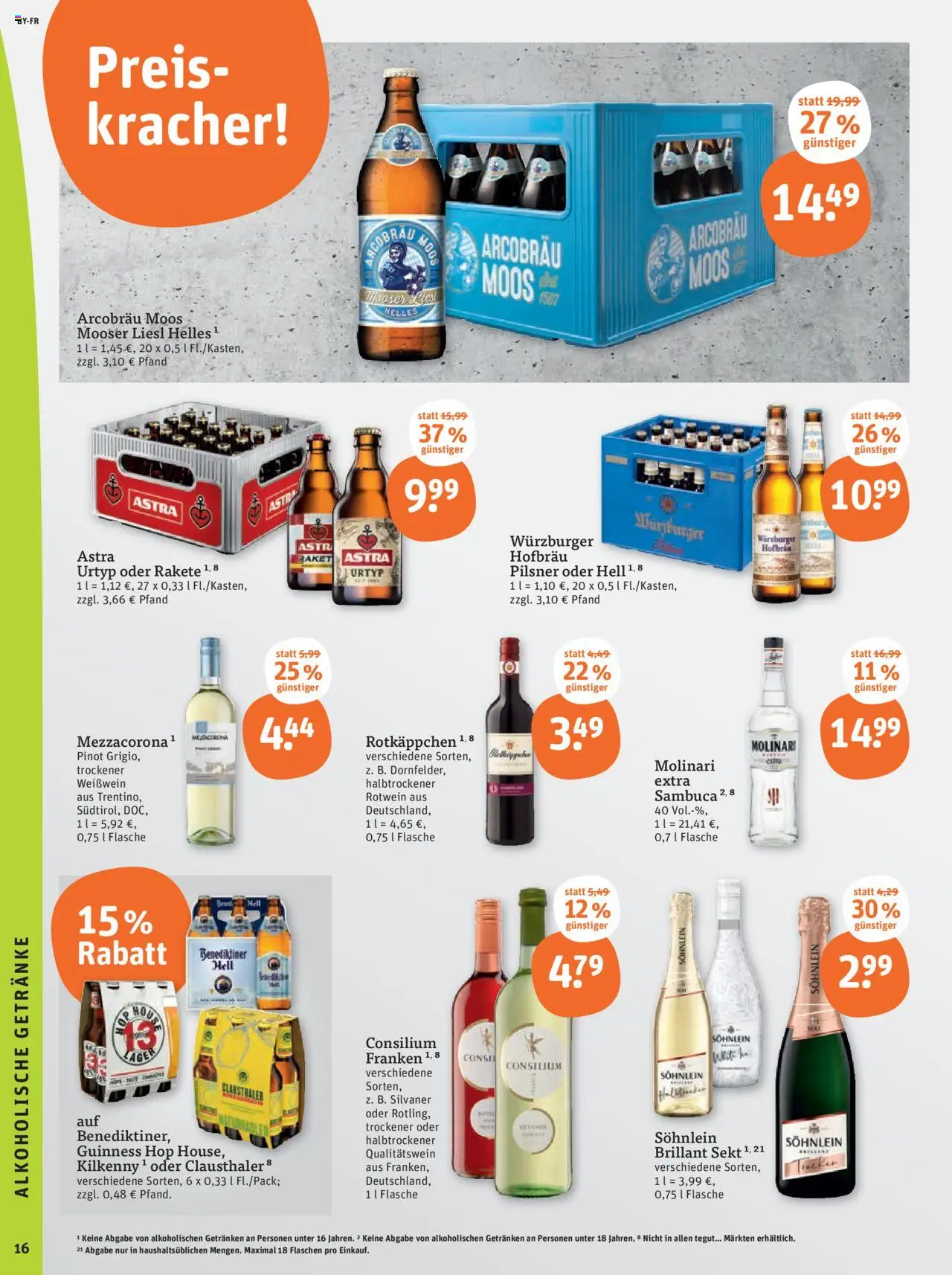 Tegut - Bayern - gültig ab dem 28.07.2025 | Seite: 18 | Produkte: Weißwein, Sekt, Astra, Sambuca