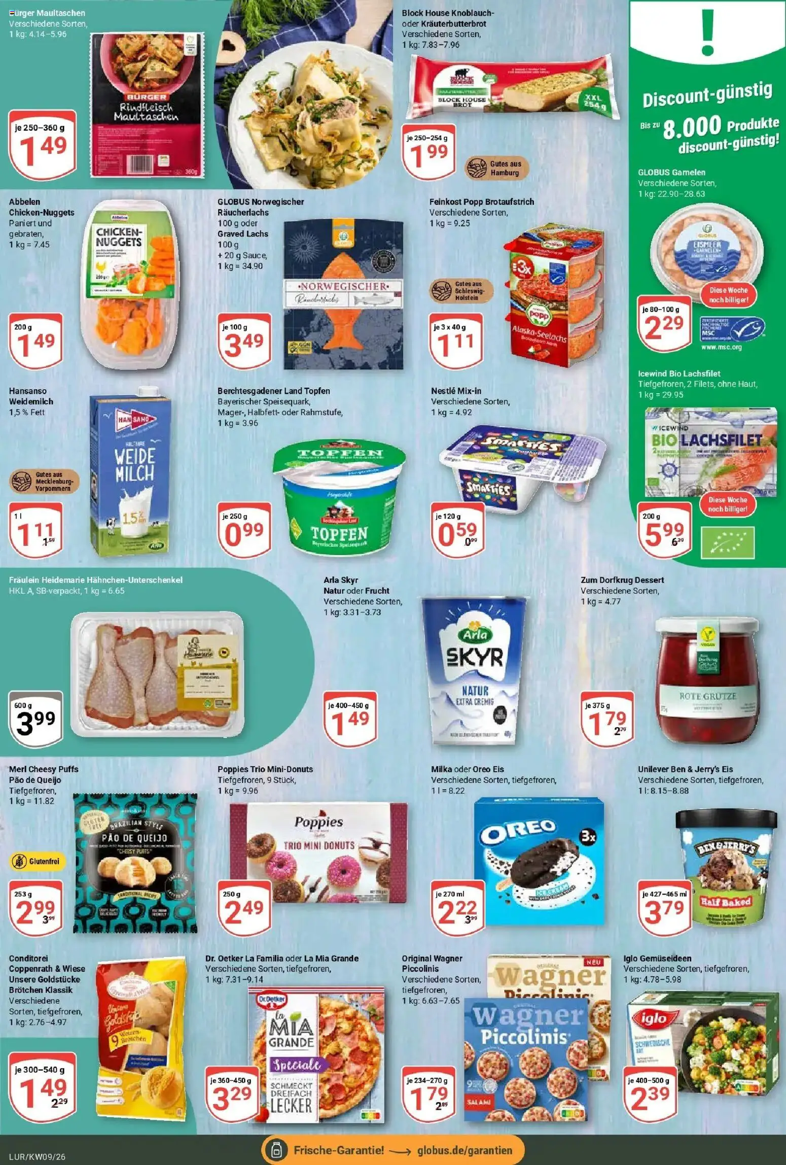 Globus Prospekt Hamburg – gültig ab 23.02.2026 | Seite: 10 | Produkte: Milch, Ben & Jerry's, Piccolinis, Brot