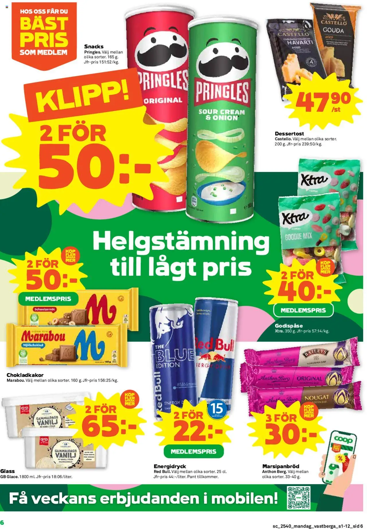 Coop Forum reklamblad aktuell från 29.09.2025 | Sida: 6 | Produkter: Red bull, Pringles, Energidryck, Glass