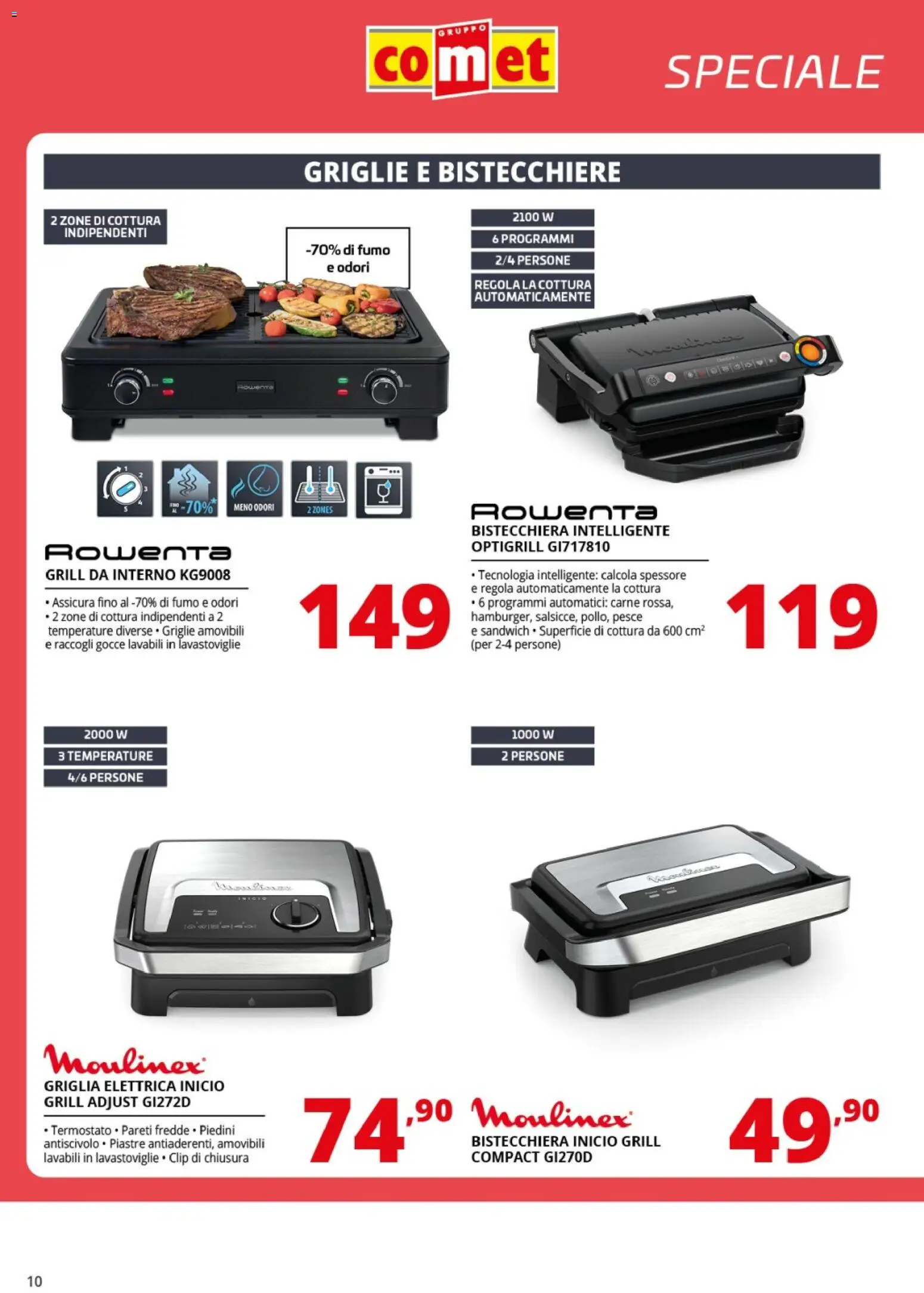 Volantino Comet del 06.03.2026 | Pagina: 10 | Prodotti: Pesce, Bistecchiera, Lavastoviglie, Griglia