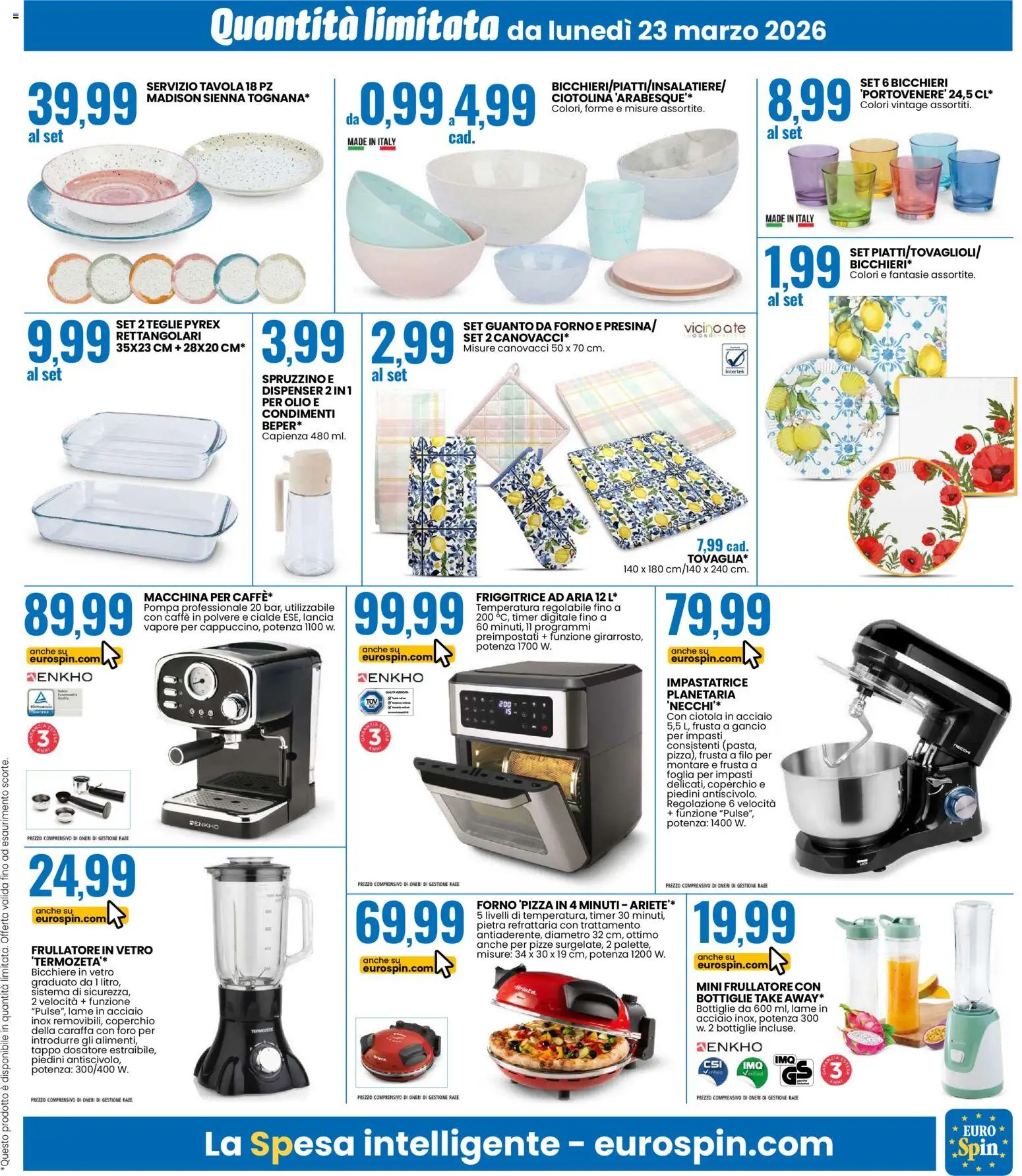 Volantino Eurospin del 23.03.2026 | Pagina: 17 | Prodotti: Caffè, Frullatore, Olio, Friggitrice