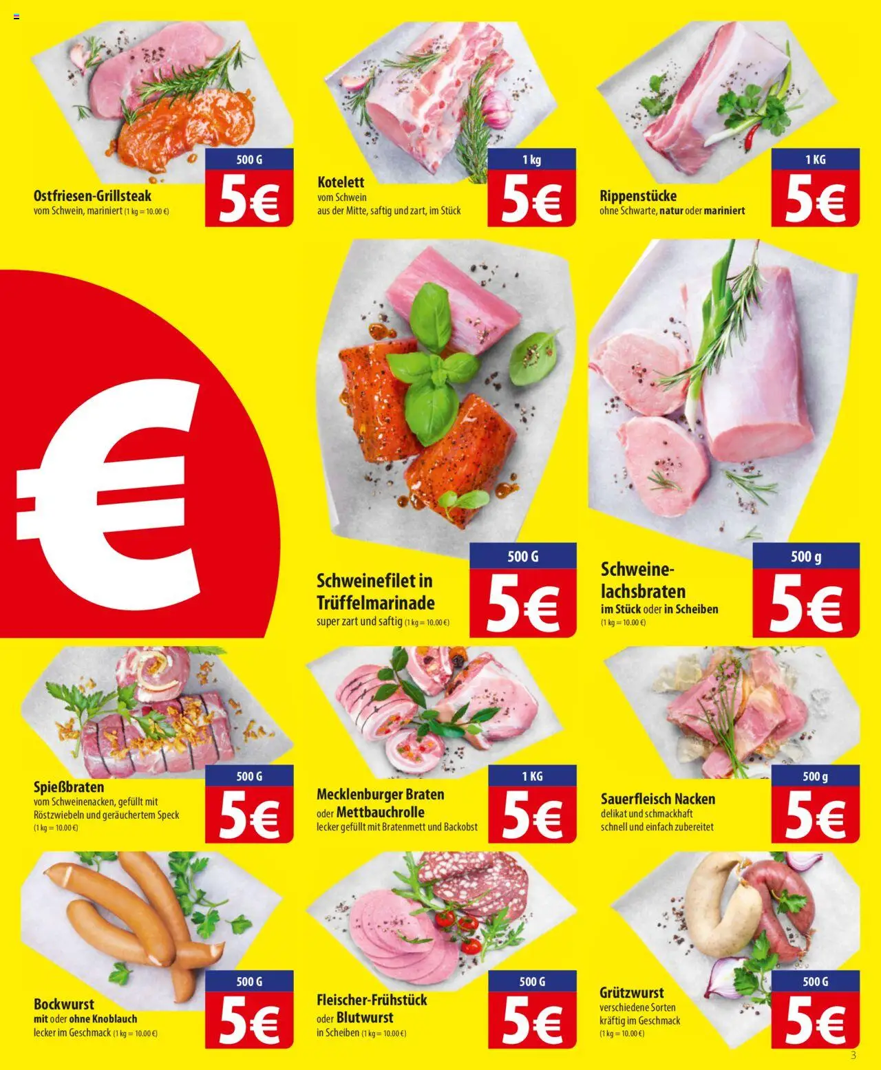 Famila Prospekt 	 – gültig ab 13.10.2025 | Seite: 3 | Produkte: Bockwurst, Schweinefilet, Knoblauch