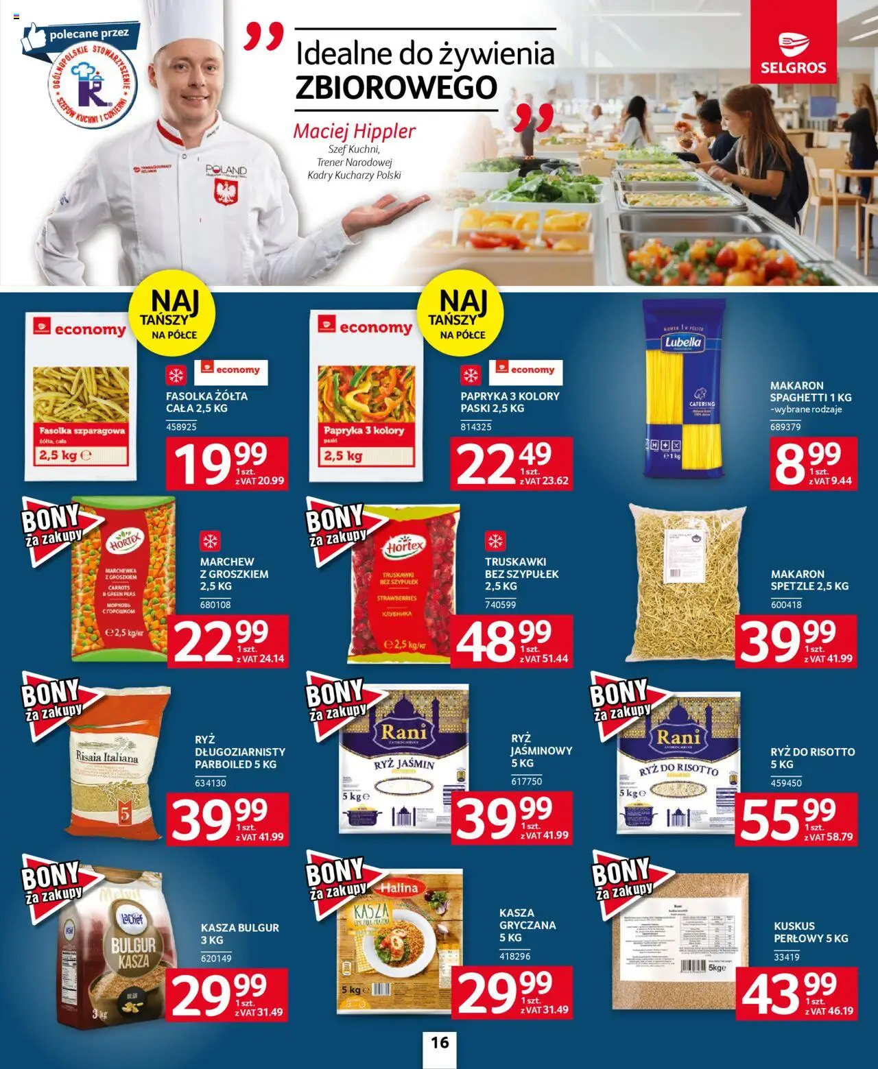 Selgros cash&carry Gazetka - Oferta dla gastronomii od 28.08.2025 | Strona: 16 | Produkty: Kasza, Ryż, Kasza bulgur, Marchewka z groszkiem