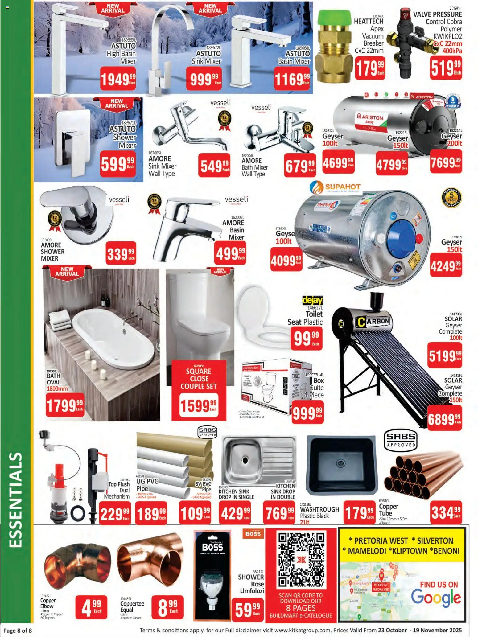 New KIT KAT Cash & Carry catalogue – valid from 23.10.2025 | Page: 8 | Products: Shower, Valve, Cistern, Basin