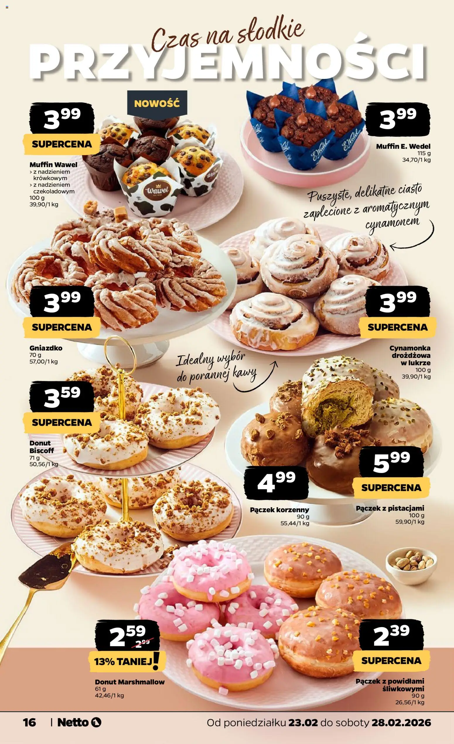 Netto gazetka - Spożywcza od 23.02.2026 | Strona: 16 | Produkty: Ciasto, Donut