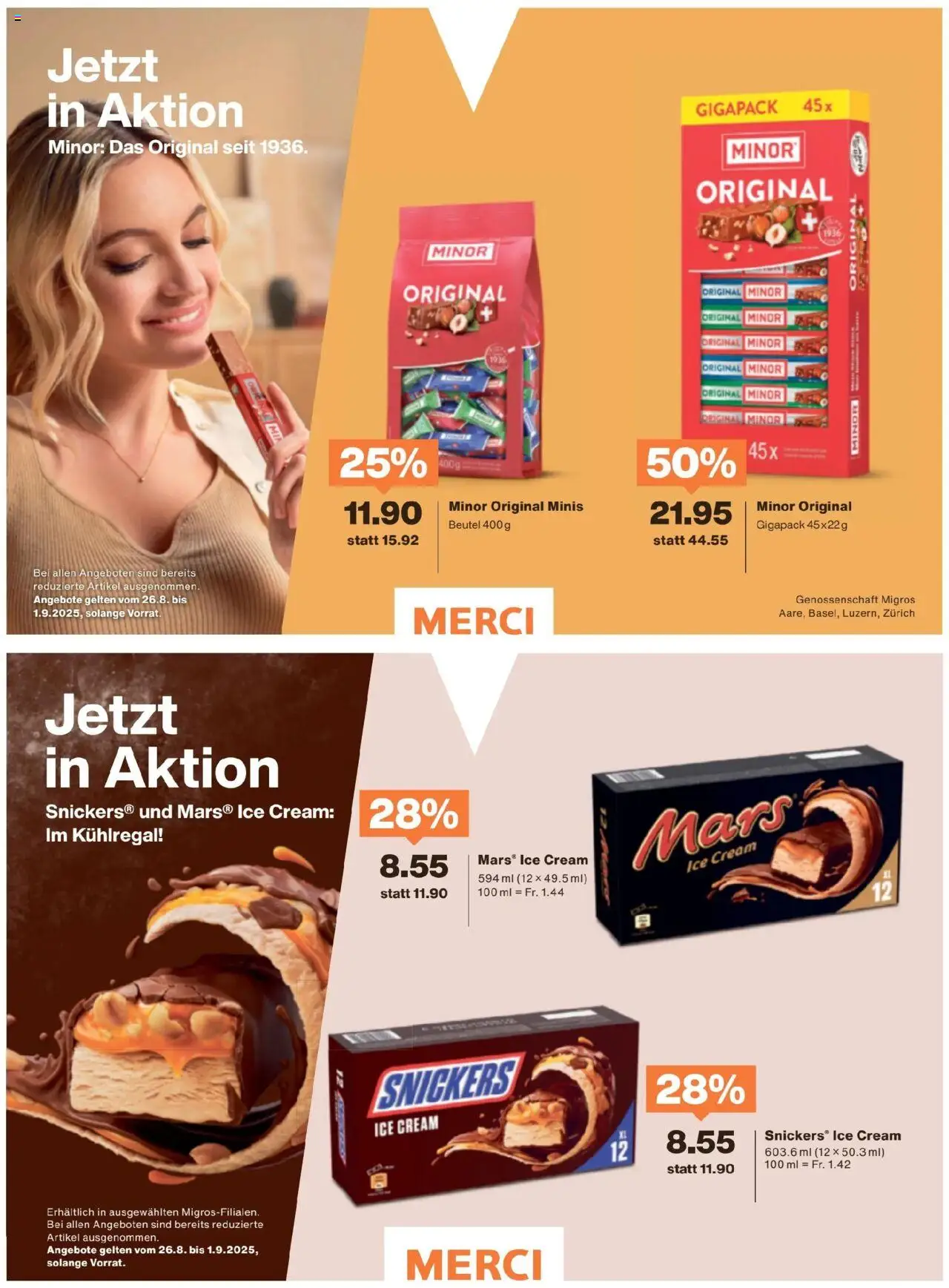 Migros - Magazin ab 25.08.2025 | Seite: 28 | Produkte: Snickers, Mars