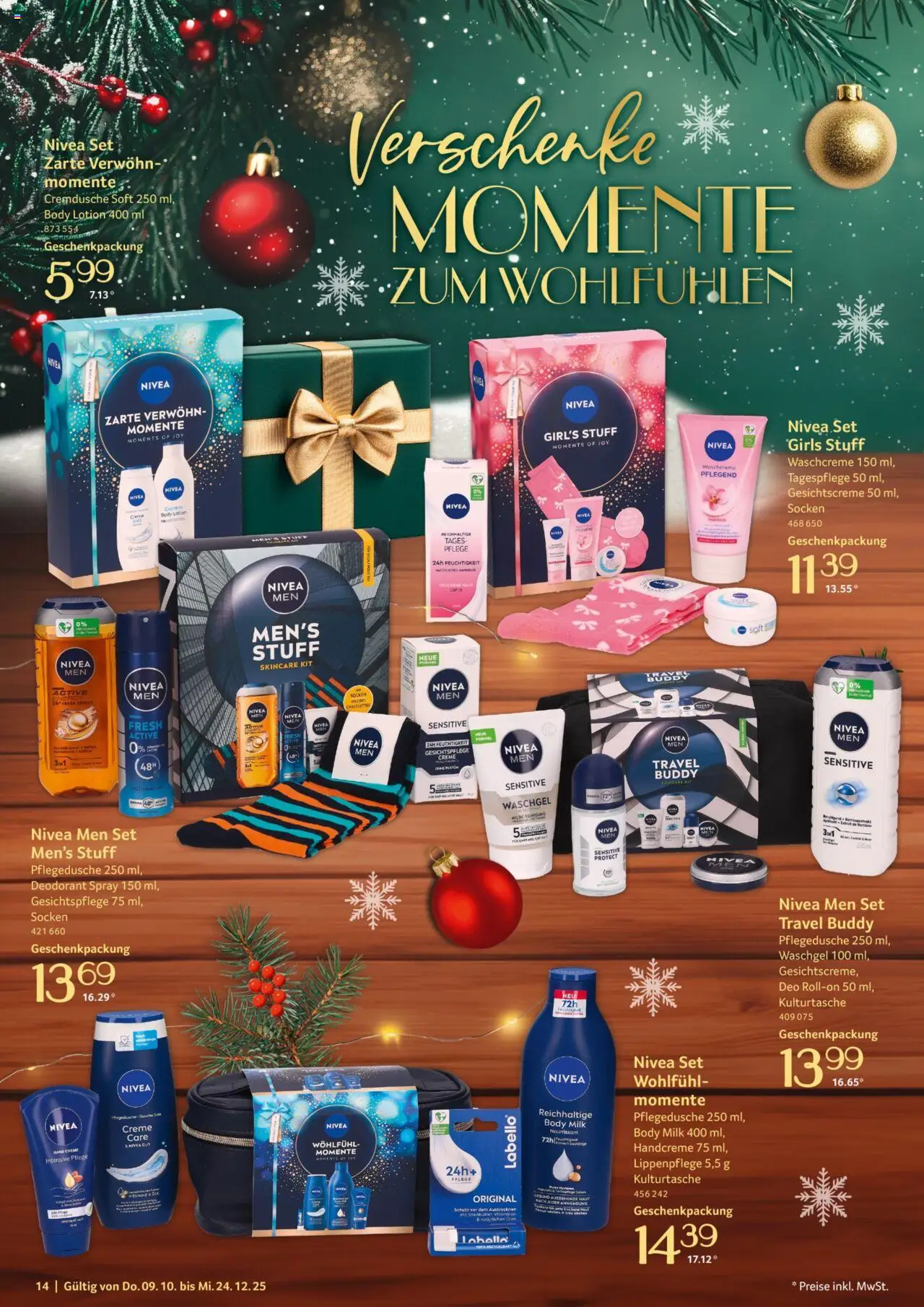 Selgros Präsente – gültig ab 09.10.2025 | Seite: 14 | Produkte: Energy, Creme, Body Milk, Socken
