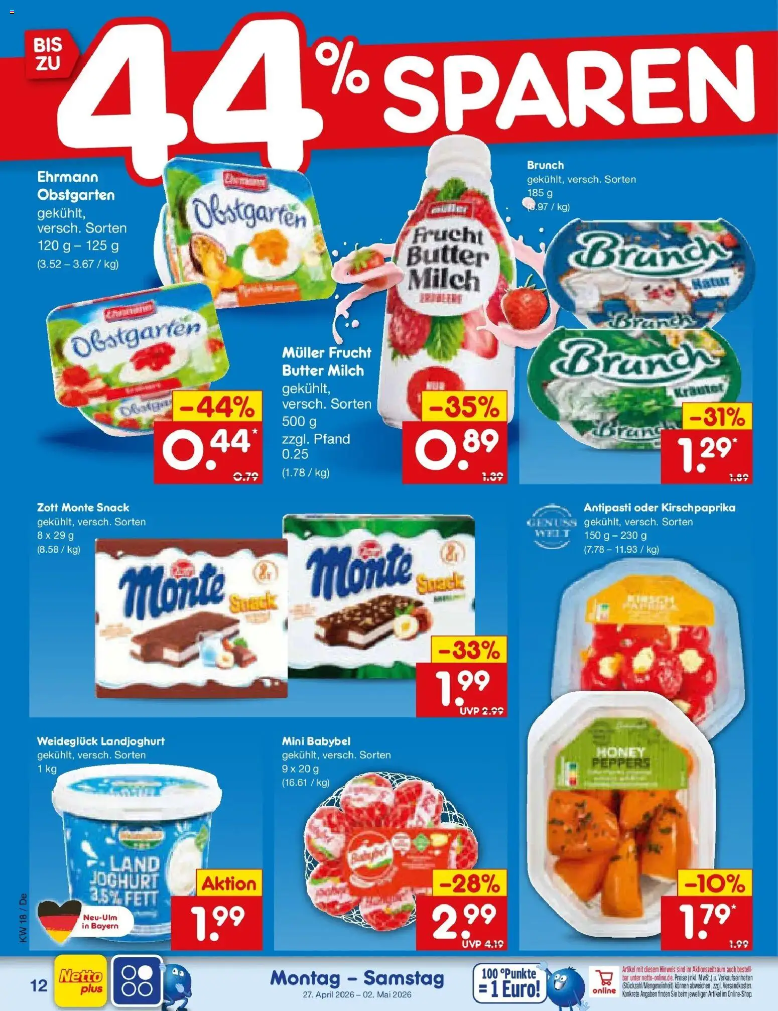 Netto Marken-Discount Prospekt Thierhaupten	 – gültig ab 27.04.2026 | Seite: 14 | Produkte: Milch, Butter, Joghurt, Babybel