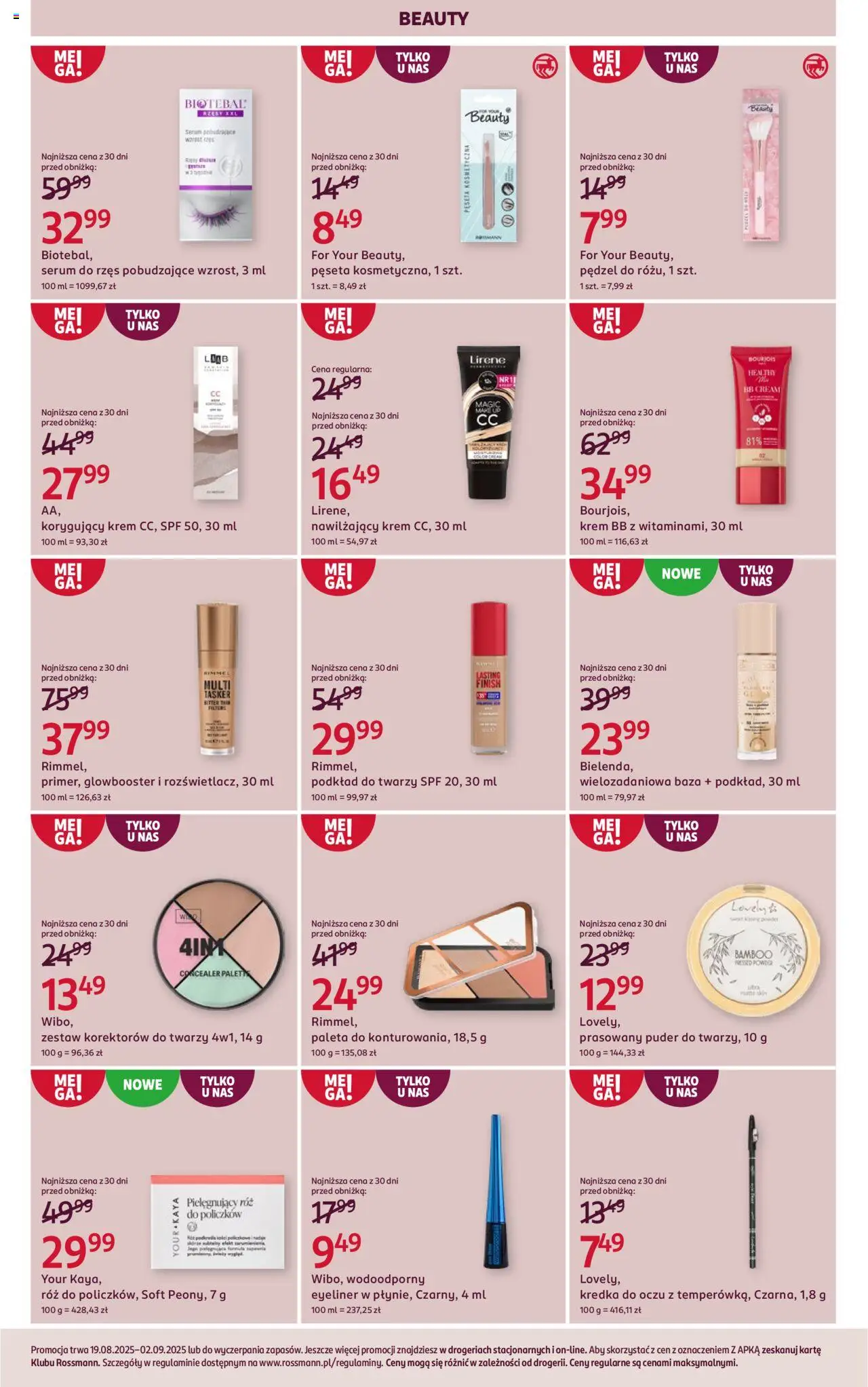 Rossmann Gazetka od 19.08.2025 | Strona: 9 | Produkty: krem BB, Eyeliner, Krem, Finish