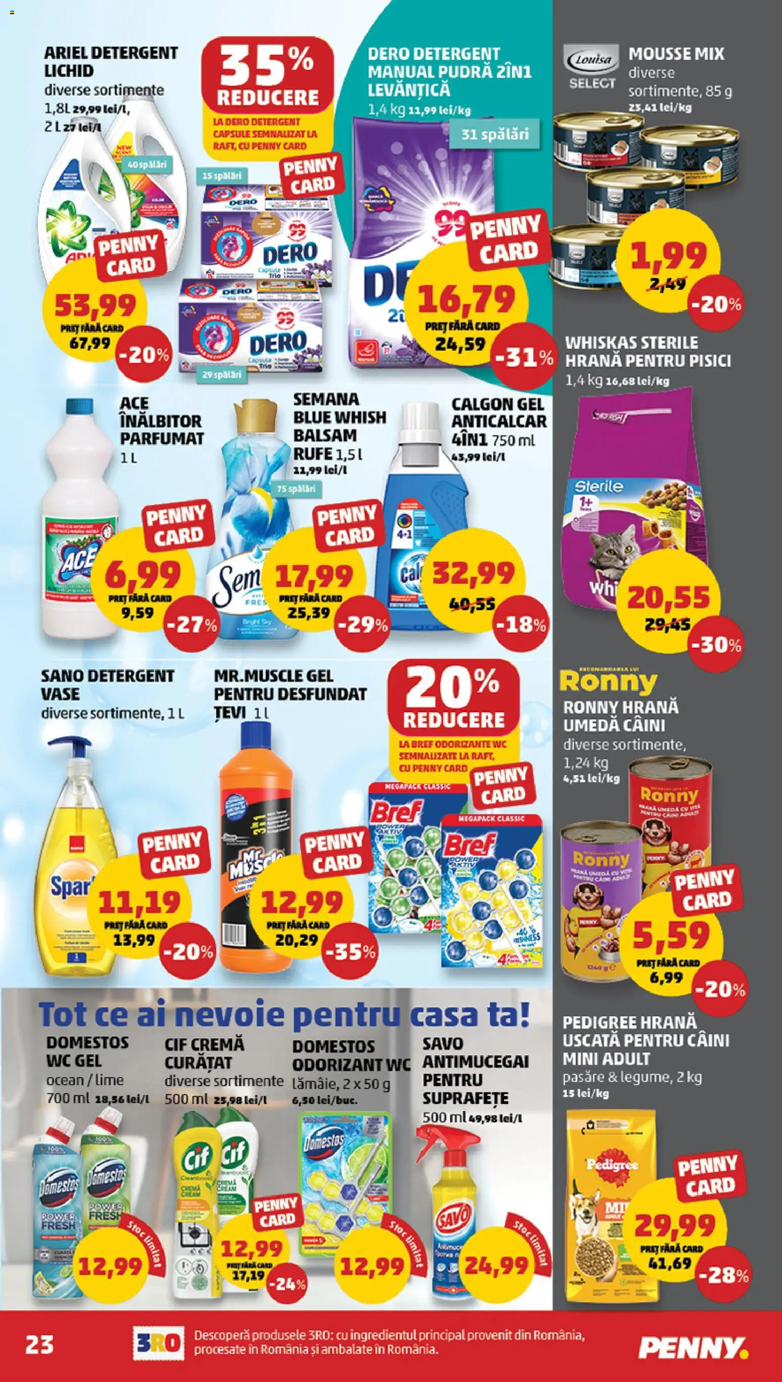 Noul catalog PENNY – valabil de la 05.11.2025 | Pagină: 23 | Produse: Lime, Hrană pentru pisici, Pudră, Detergent