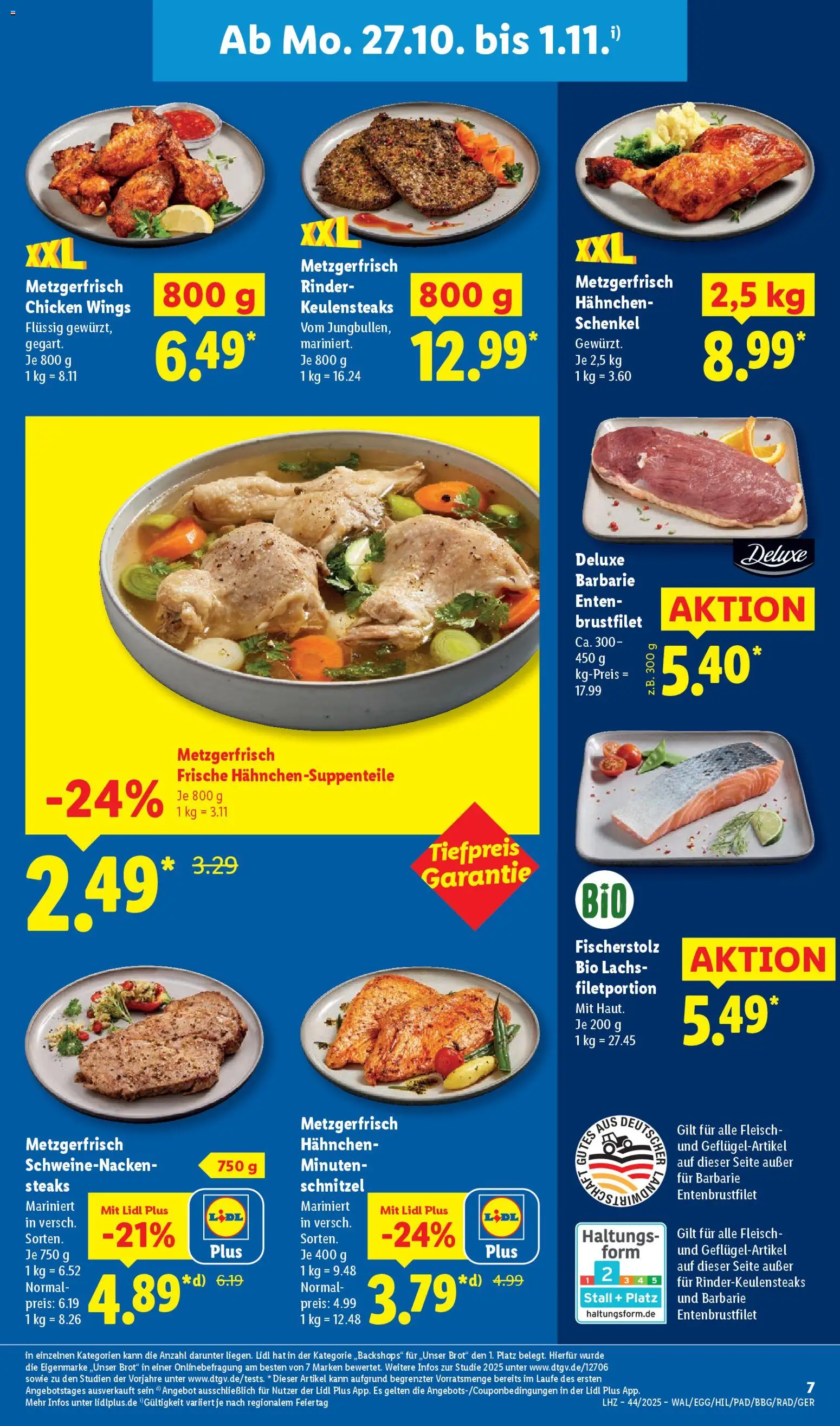 Lidl Prospekt Holzminden – gültig ab 27.10.2025 | Seite: 19 | Produkte: Schweinenacken, Schnitzel, Lachs, Fleisch