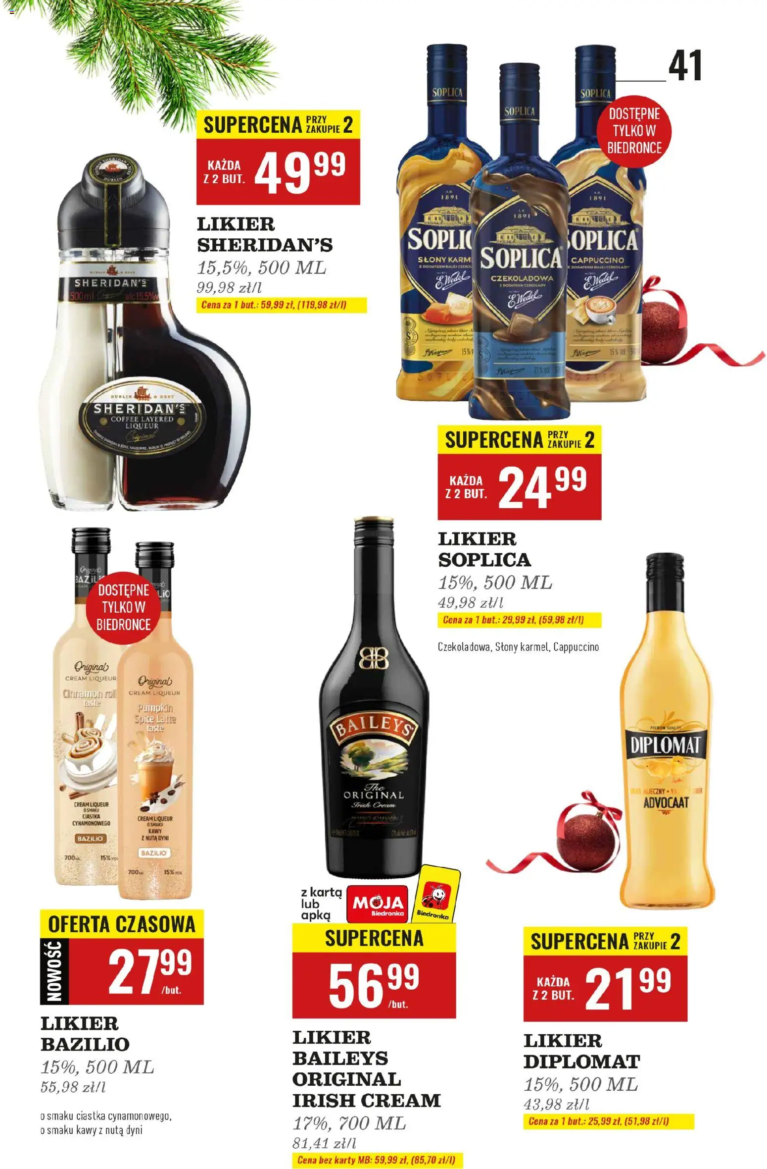 Biedronka gazetka - Czas na toast od 01.12.2025 | Strona: 6 | Produkty: Karta, Czekolady, Likier Sheridan's, Ciastka