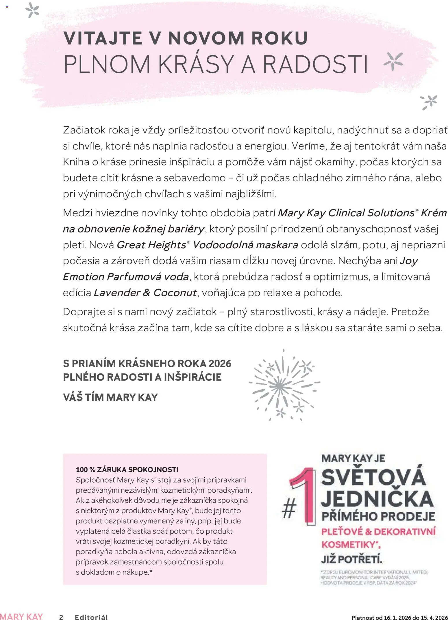 Nové Mary Kay akcie – leták je platný od 01.01.2026 | Strana: 2 | Produkty: Kniha, Krém