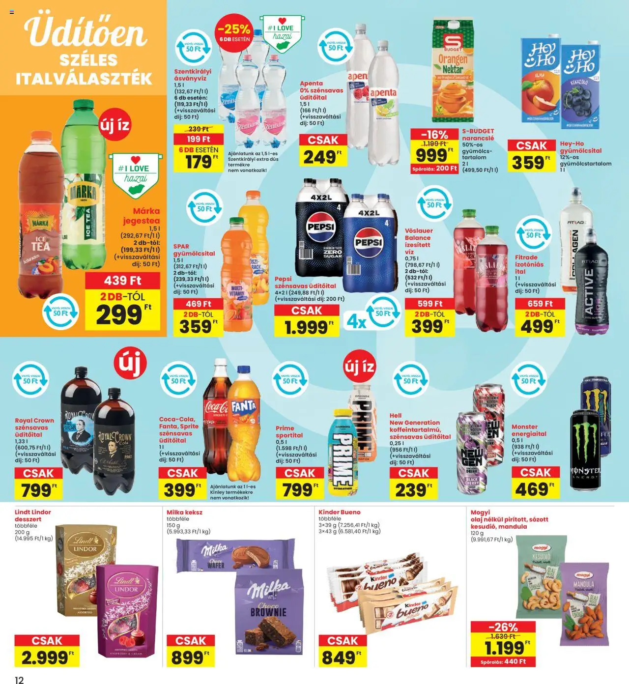 Interspar akciós ujság - amely érvényes a következő dátumtól: 14.08.2025 | Oldal: 12 | Termékek: Cola, Tea, Brownie, Só