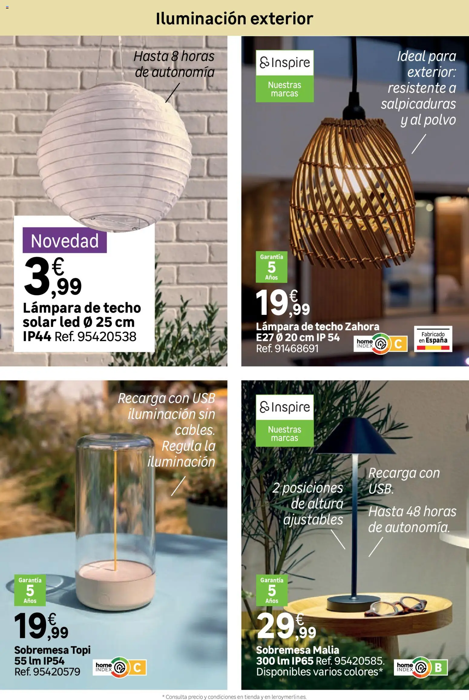 Leroy Merlin catálogo │ válido desde el 24.03.2026 | Página: 45 | Productos: Polvo, Lámpara de techo, USB, Galette de chaise