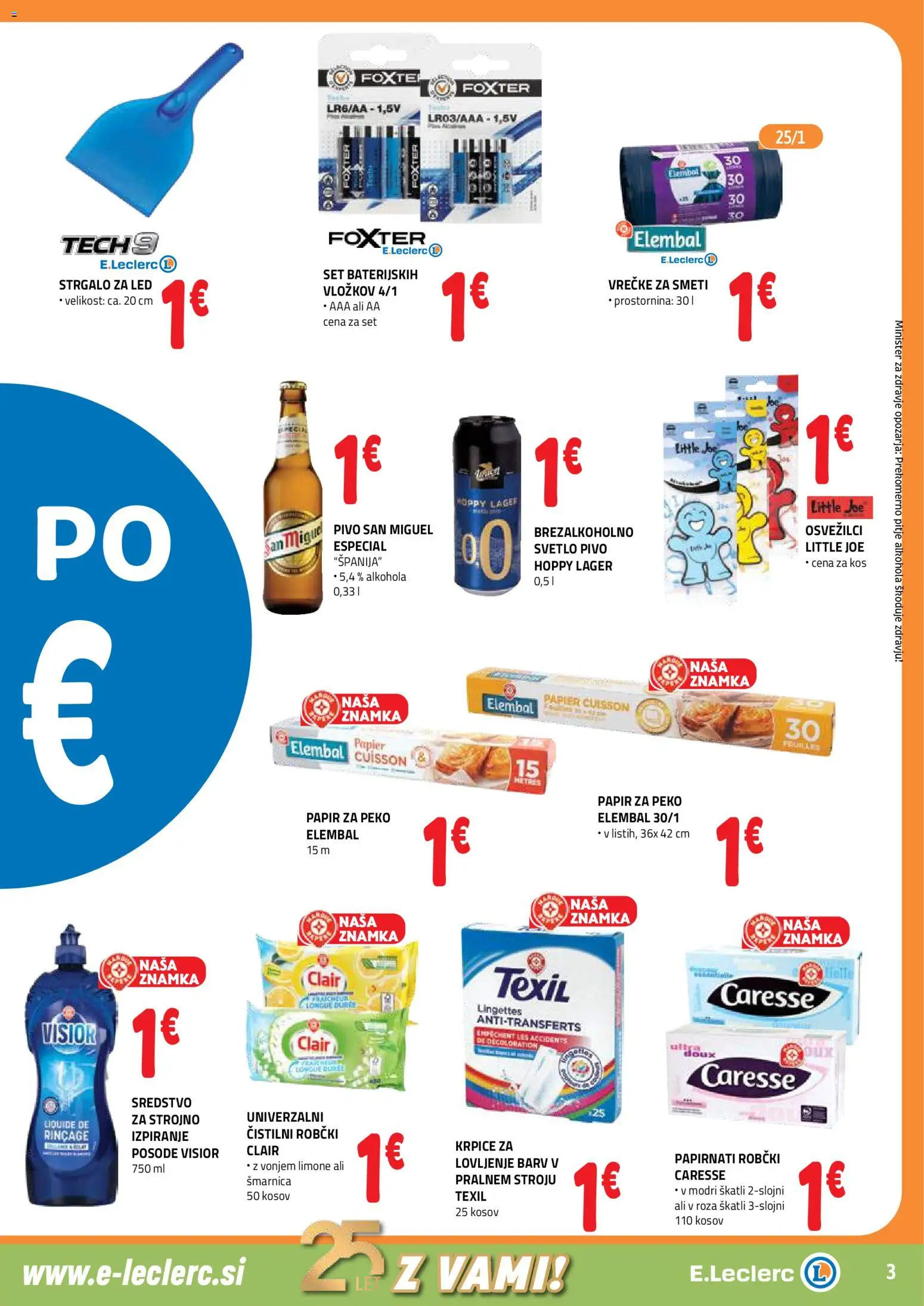 Novi E.leclerc katalog ponudbe – veljaven od 07.01.2026 | Stran: 3 | Izdelki: Robčki, Kos, Pivo