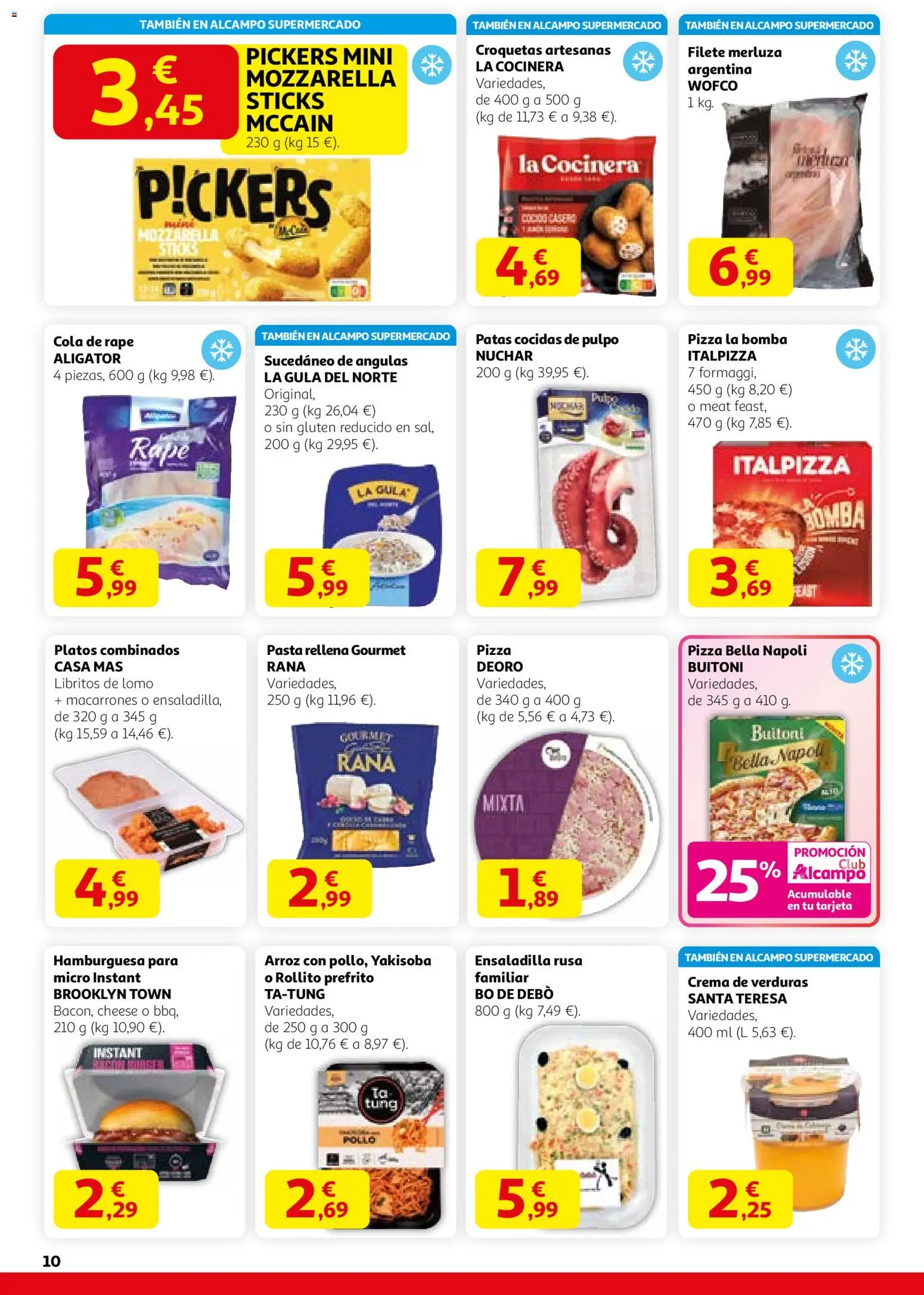 Alcampo -  HG Nacional Unificado │ válido desde el 29.01.2026 | Página: 10 | Productos: Ensaladilla, Pizza, Pasta, Crema