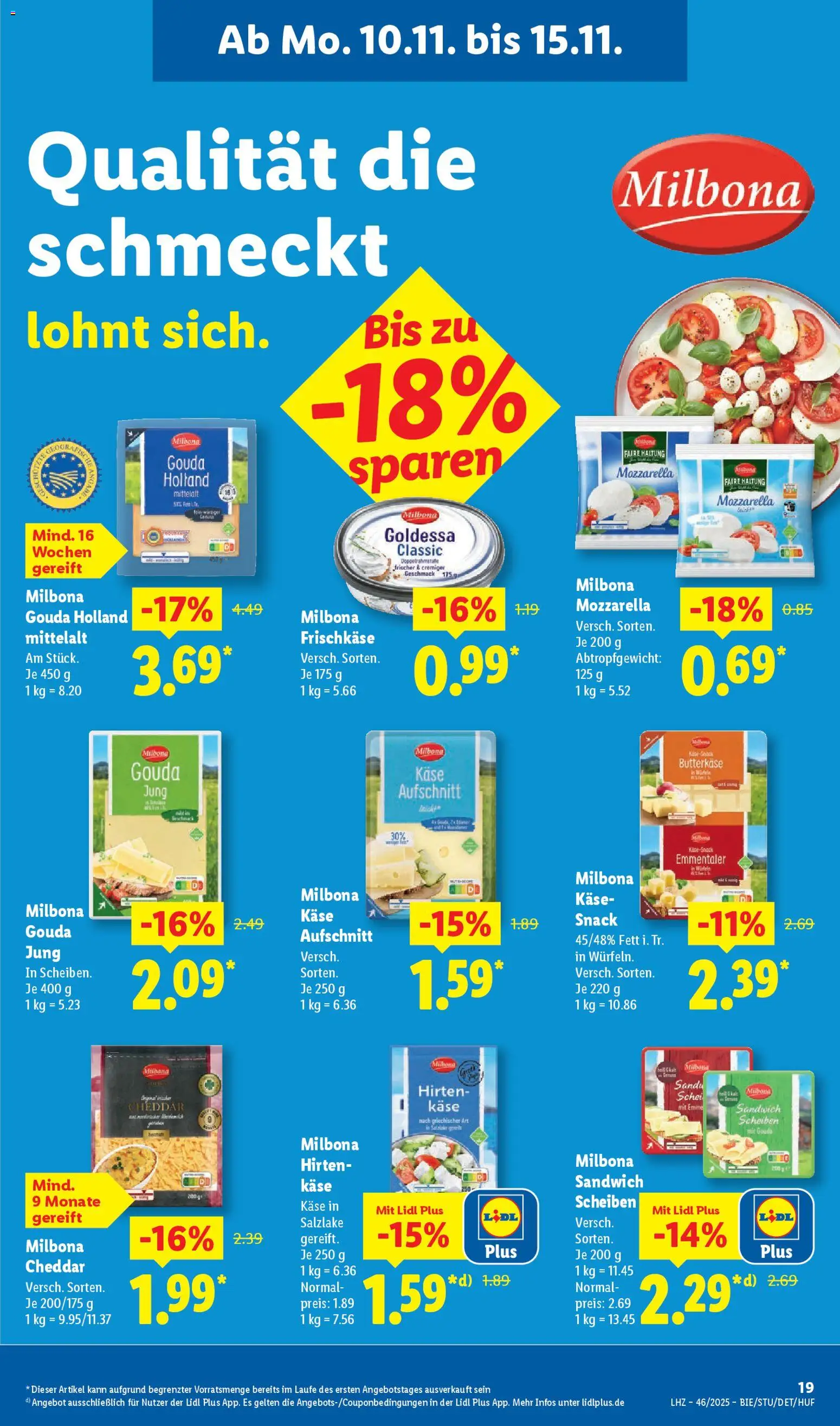 Lidl Prospekt Nagold – gültig ab 10.11.2025 | Seite: 29 | Produkte: Käse, Mozzarella, Gouda, Frischkase