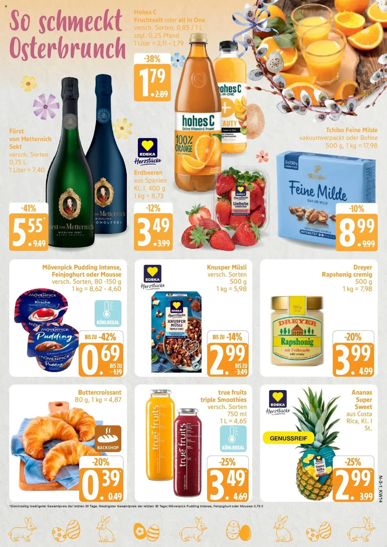 Edeka prospekt Rostock	 – gültig ab 30.03.2026 | Seite: 3 | Produkte: Sekt, Croissant, Hohes c, Erdbeeren